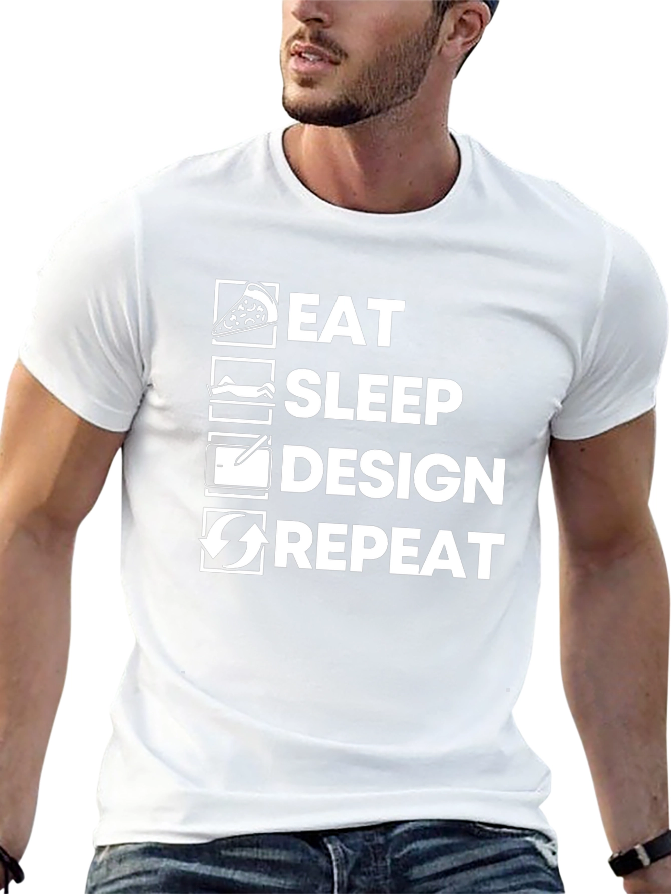 Eat Sleep Design Repeat Graphic Tee - Black