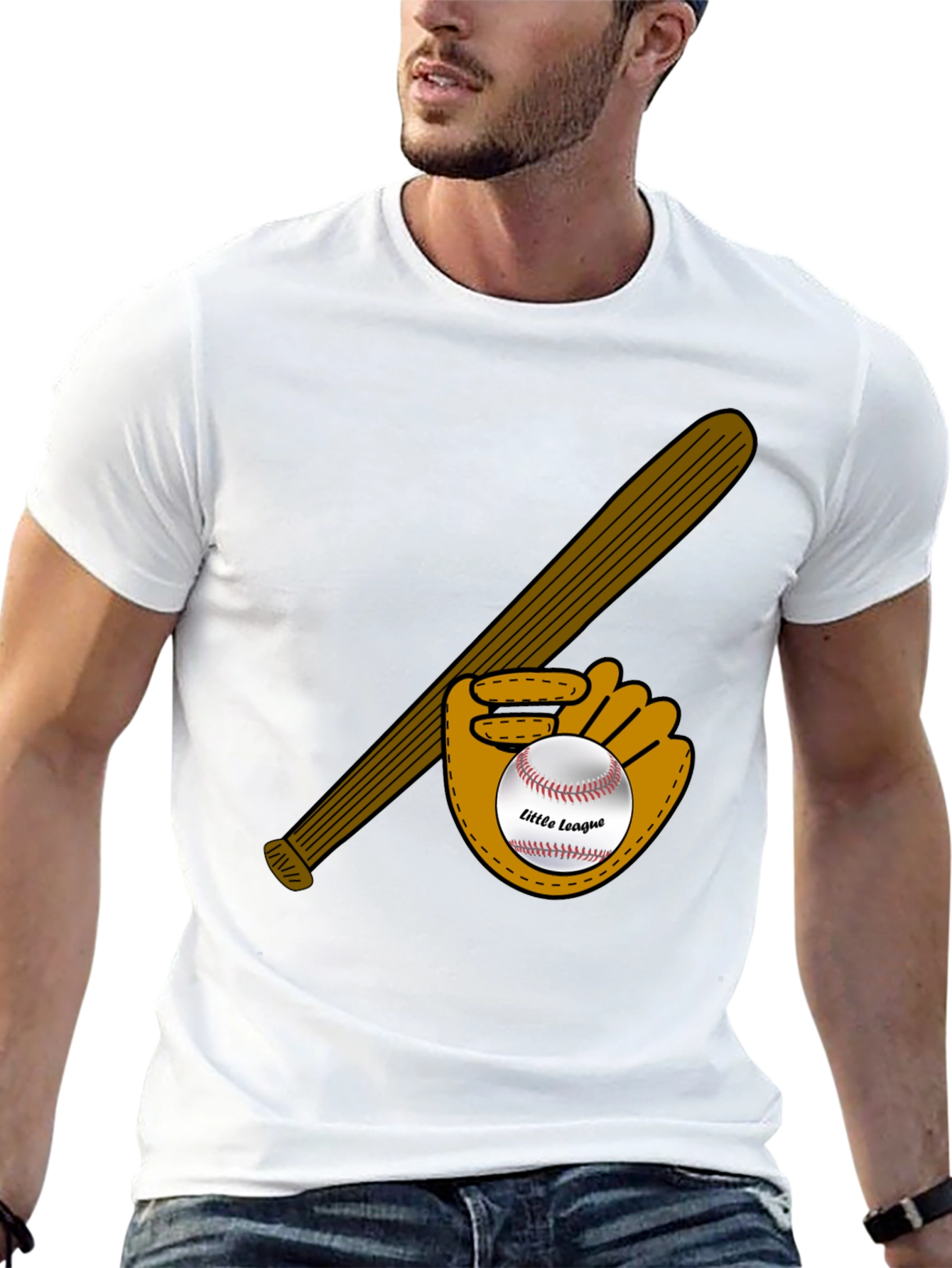 Little League Baseball Bat and Glove Graphic T-Shirt