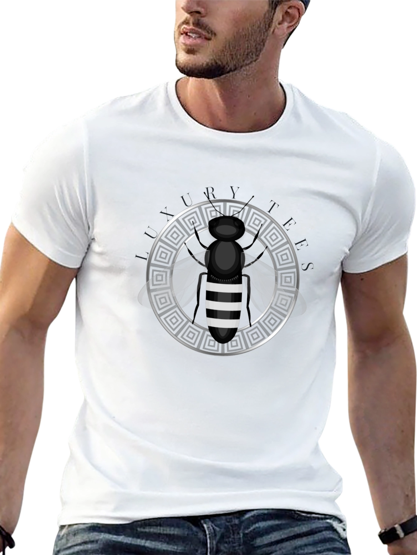 Black Graphic Tee - Stripped Bee Design