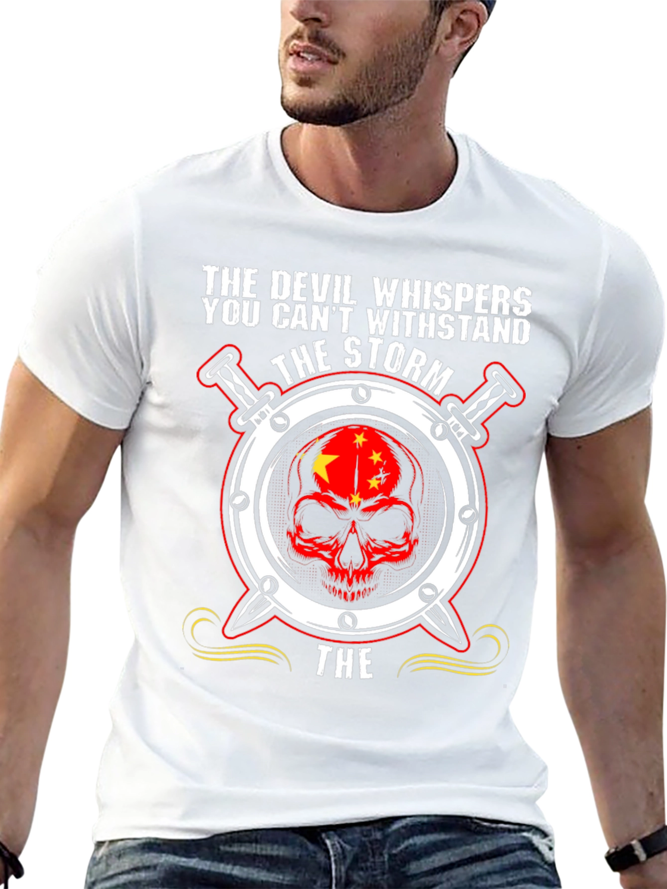 Devil Whispers Skull Graphic T-Shirt