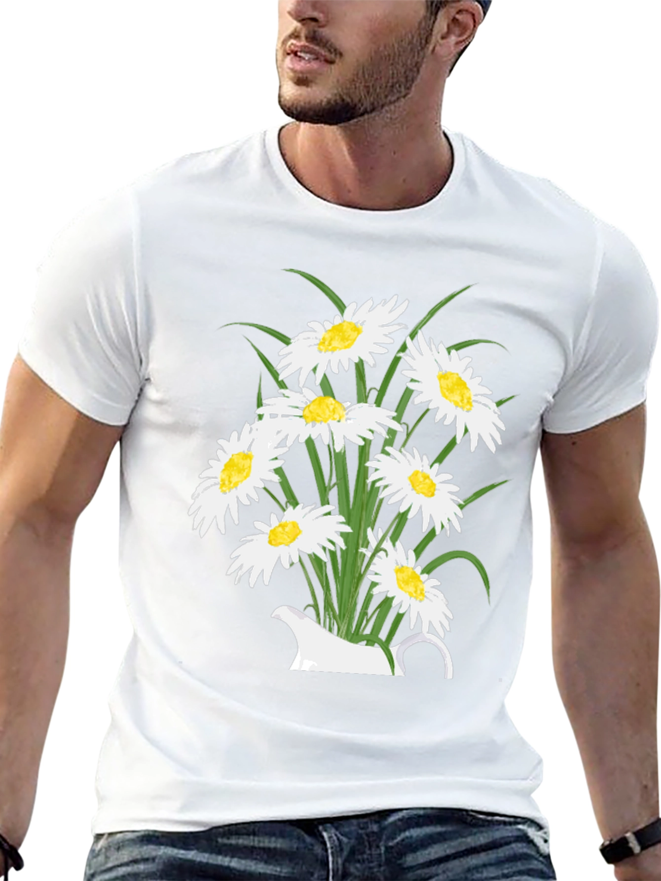 Floral Daisy Graphic T-Shirt - Black