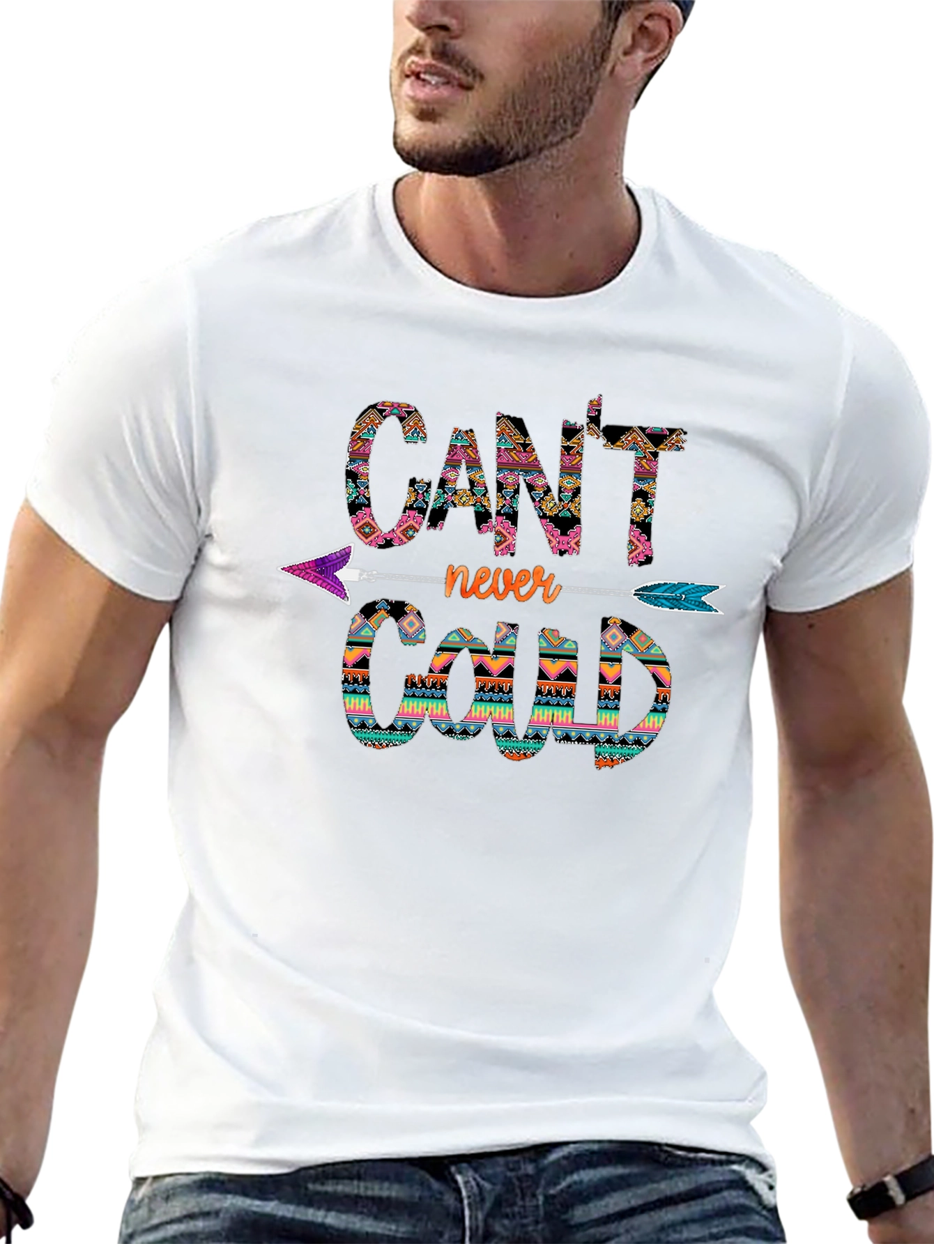 Cant Never Could Arrow Print T-Shirt