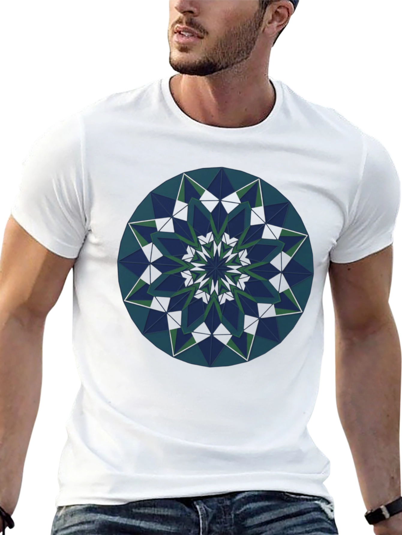 Geometric Mandala Tee - Stylish Graphic Print Shirt