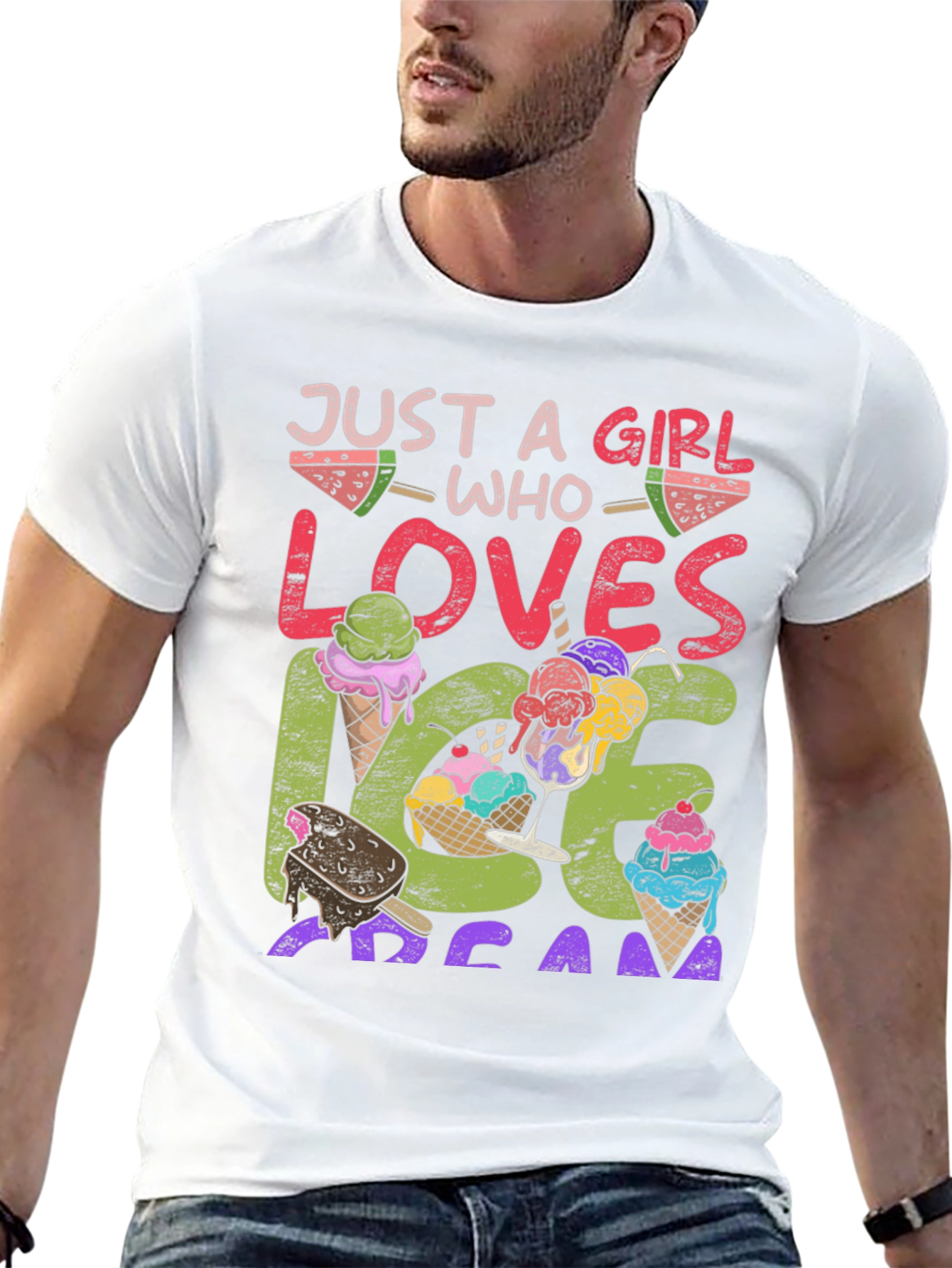 Girl Loves Ice Cream Graphic T-Shirt