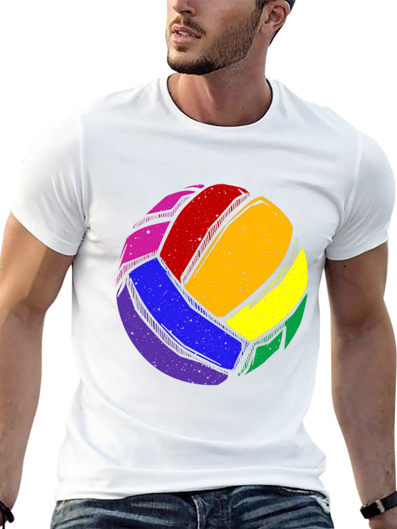 Rainbow Volleyball Graphic Tee - Pride Sportswear