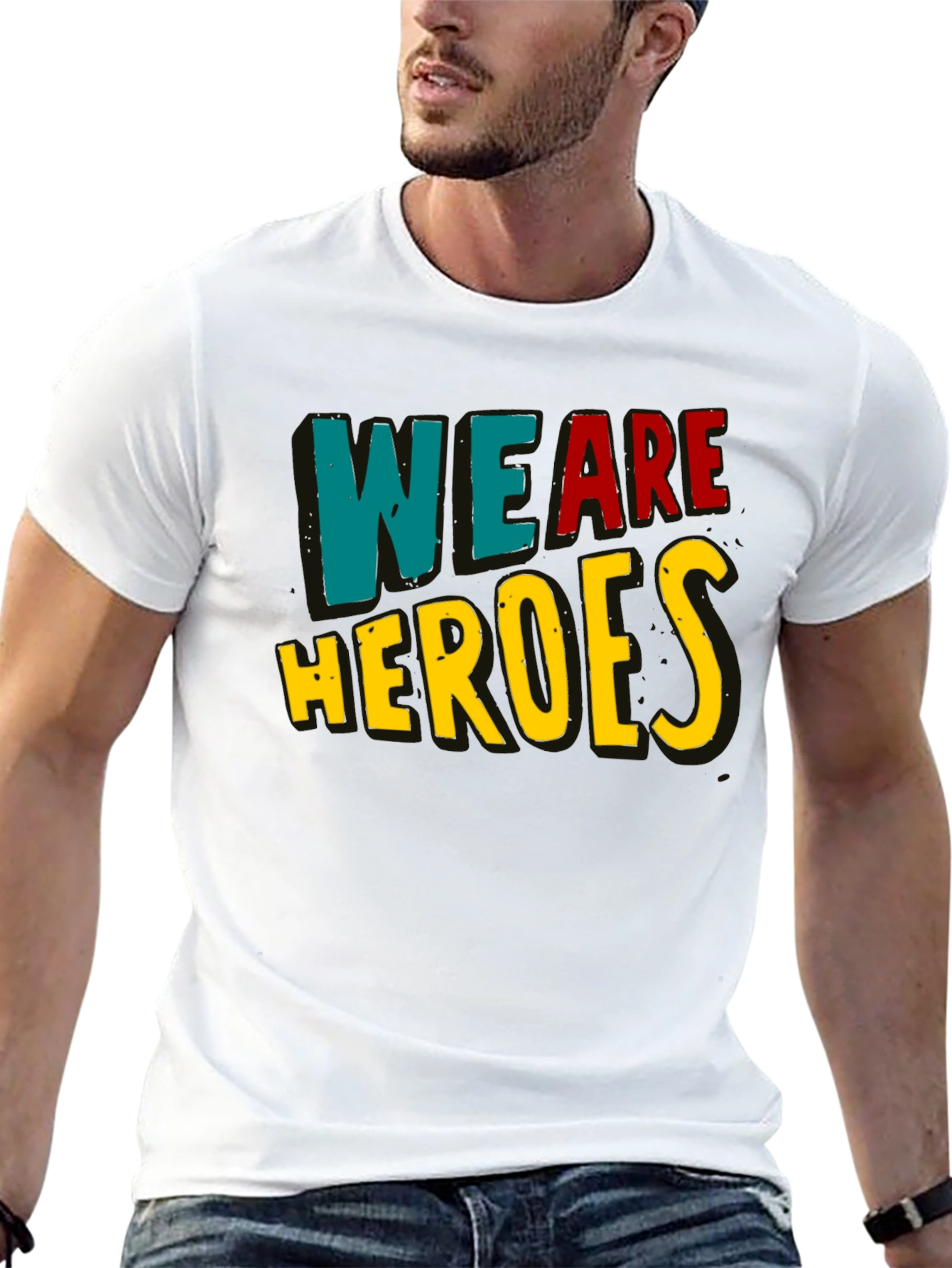 We Are Heroes T-Shirt - Black Crew Neck