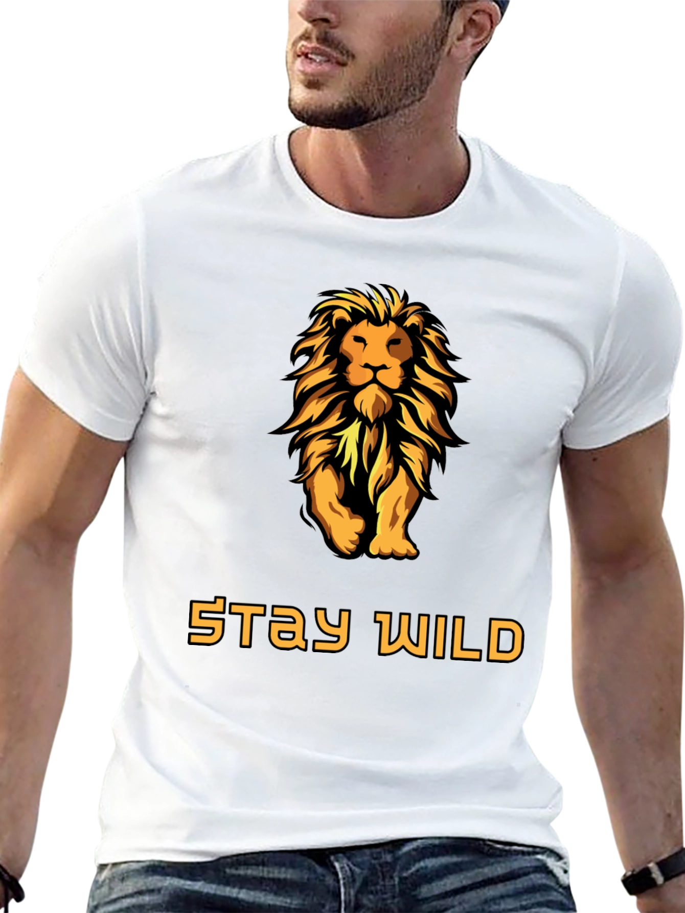 Stay Wild Lion Graphic T-Shirt - Bold Black Tee