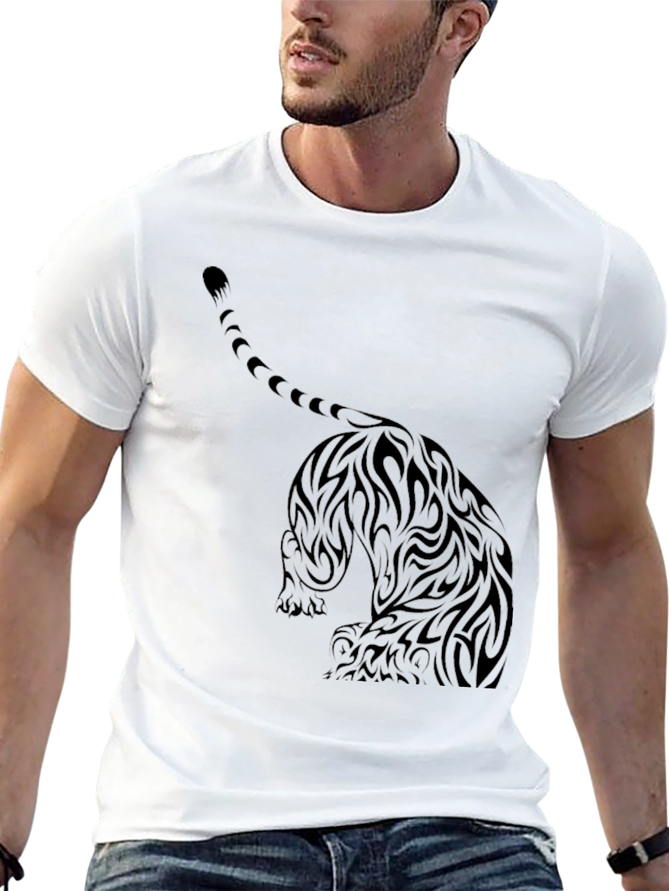 Tribal Tiger Graphic T-Shirt - Mens Black Tee