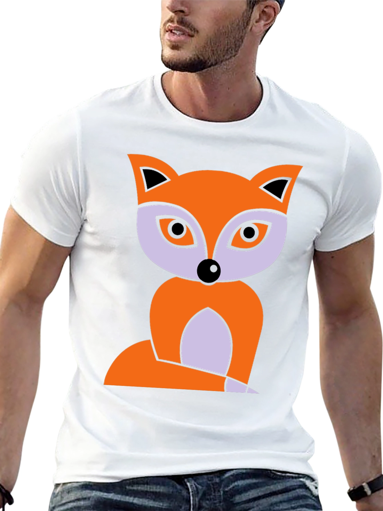 Fox Graphic Print T-Shirt - Black Cotton Tee