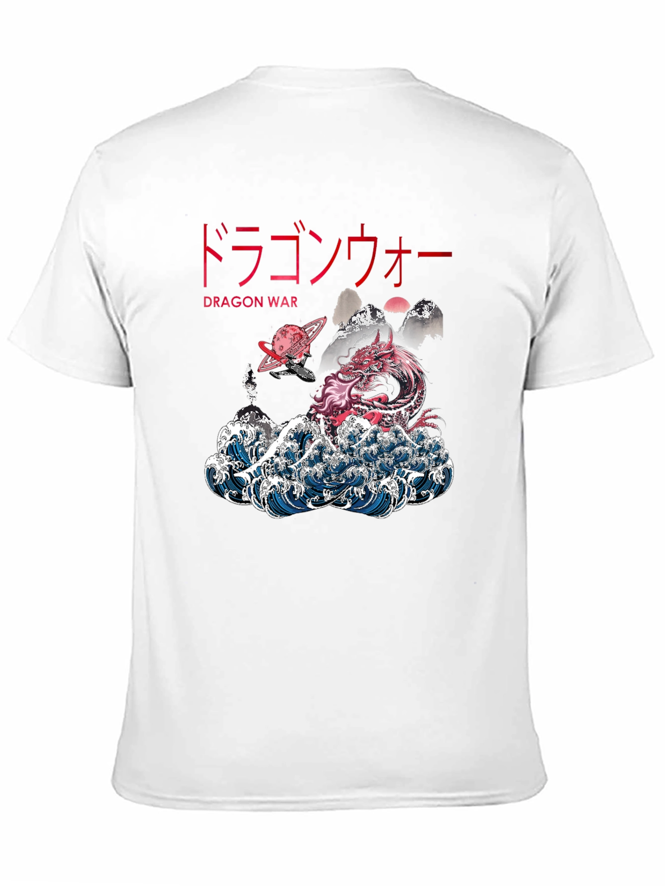 Dragon War Graphic Tee - Japanese Style Wave Design