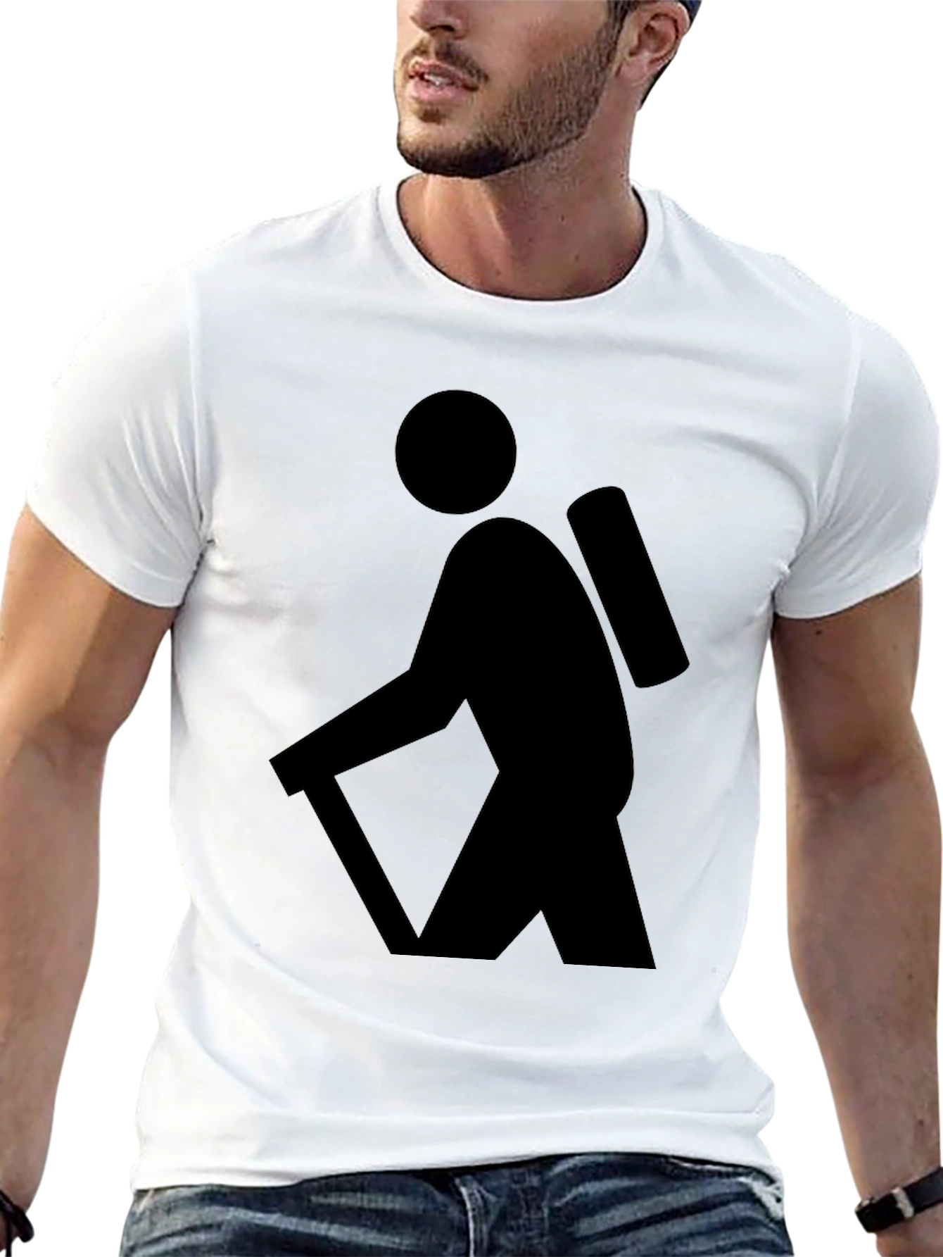 Hiking Graphic Tee - Black Cotton T-Shirt