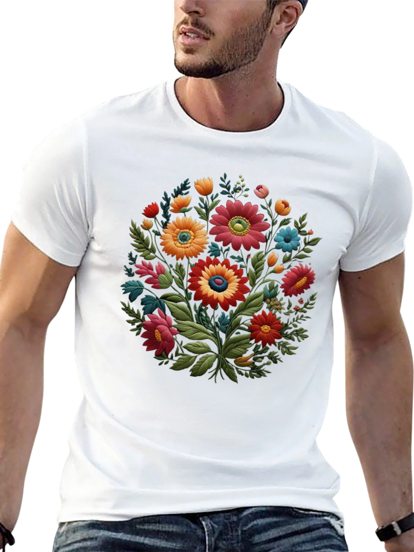Floral Bouquet Graphic Tee - Stylish Unisex T-Shirt
