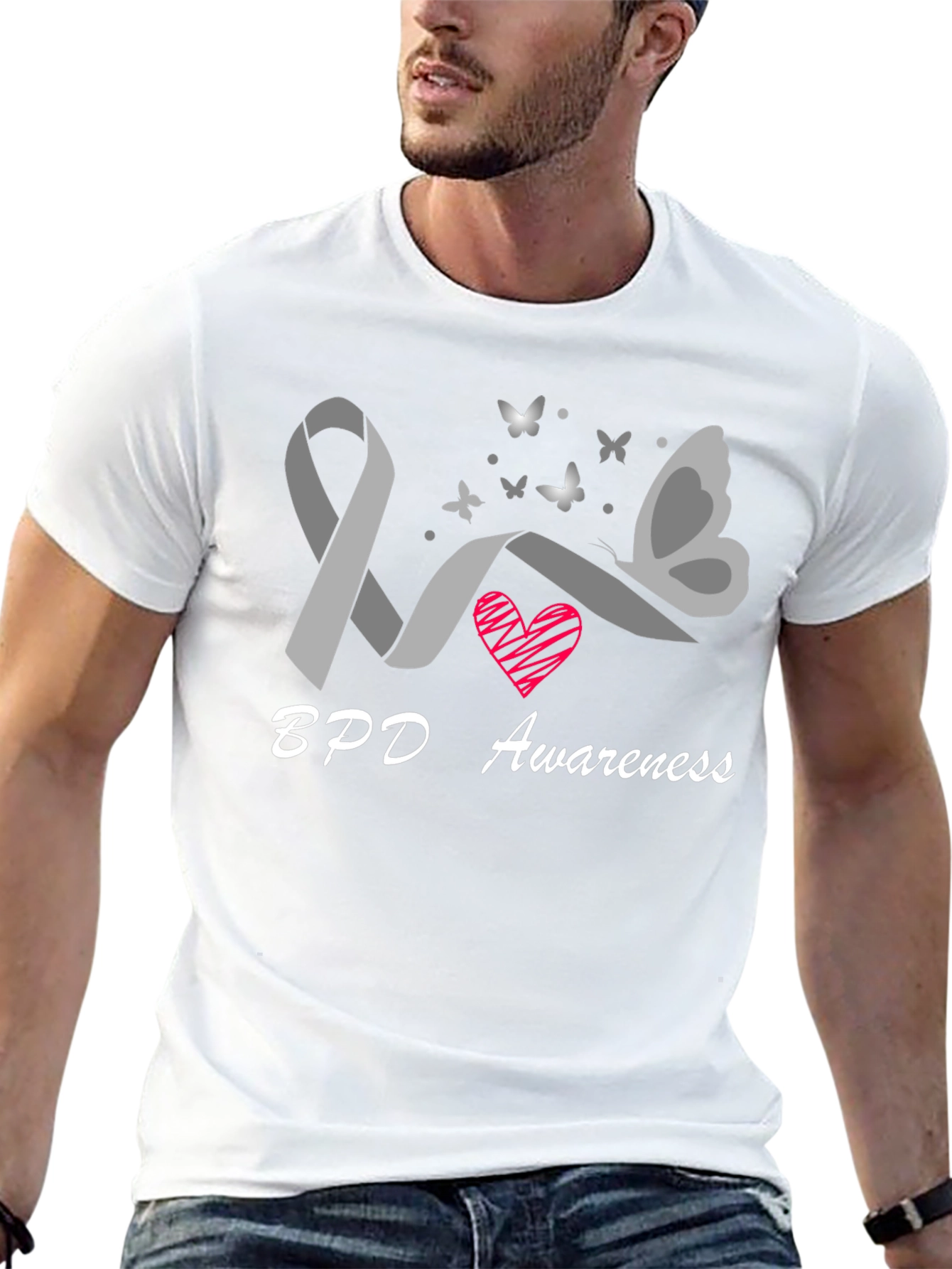 BPD Awareness Ribbon Butterfly Graphic T-Shirt