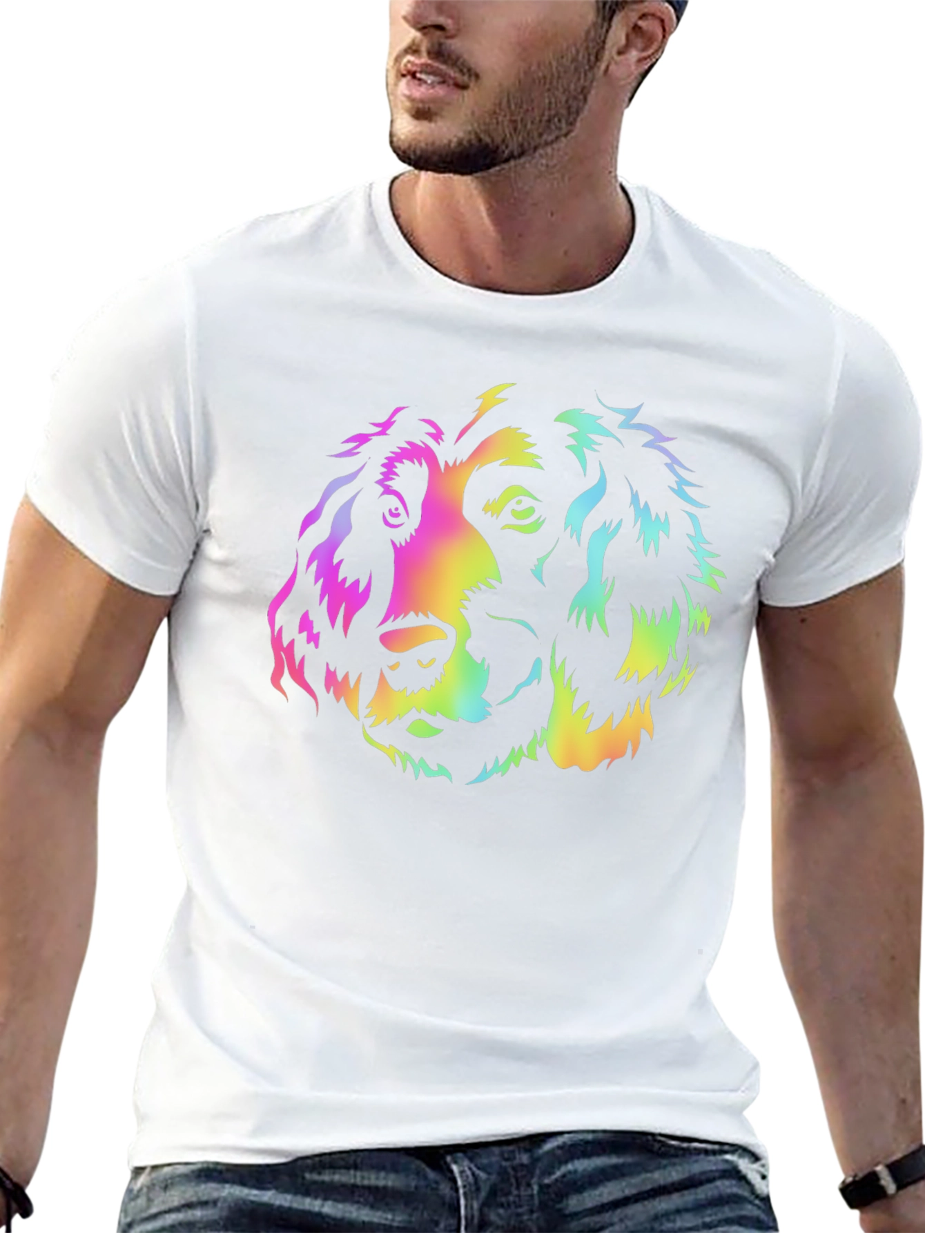Rainbow Dog Graphic Black T-Shirt