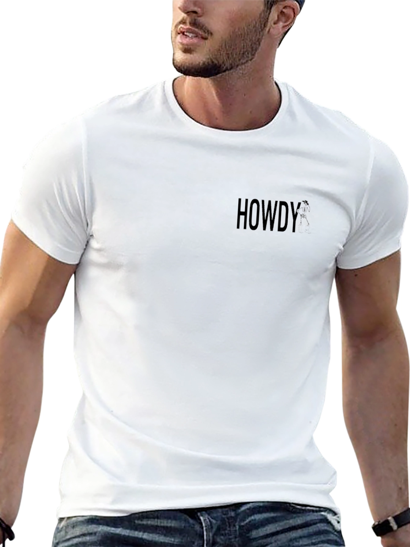 Mens Black Howdy Crew Neck T-Shirt
