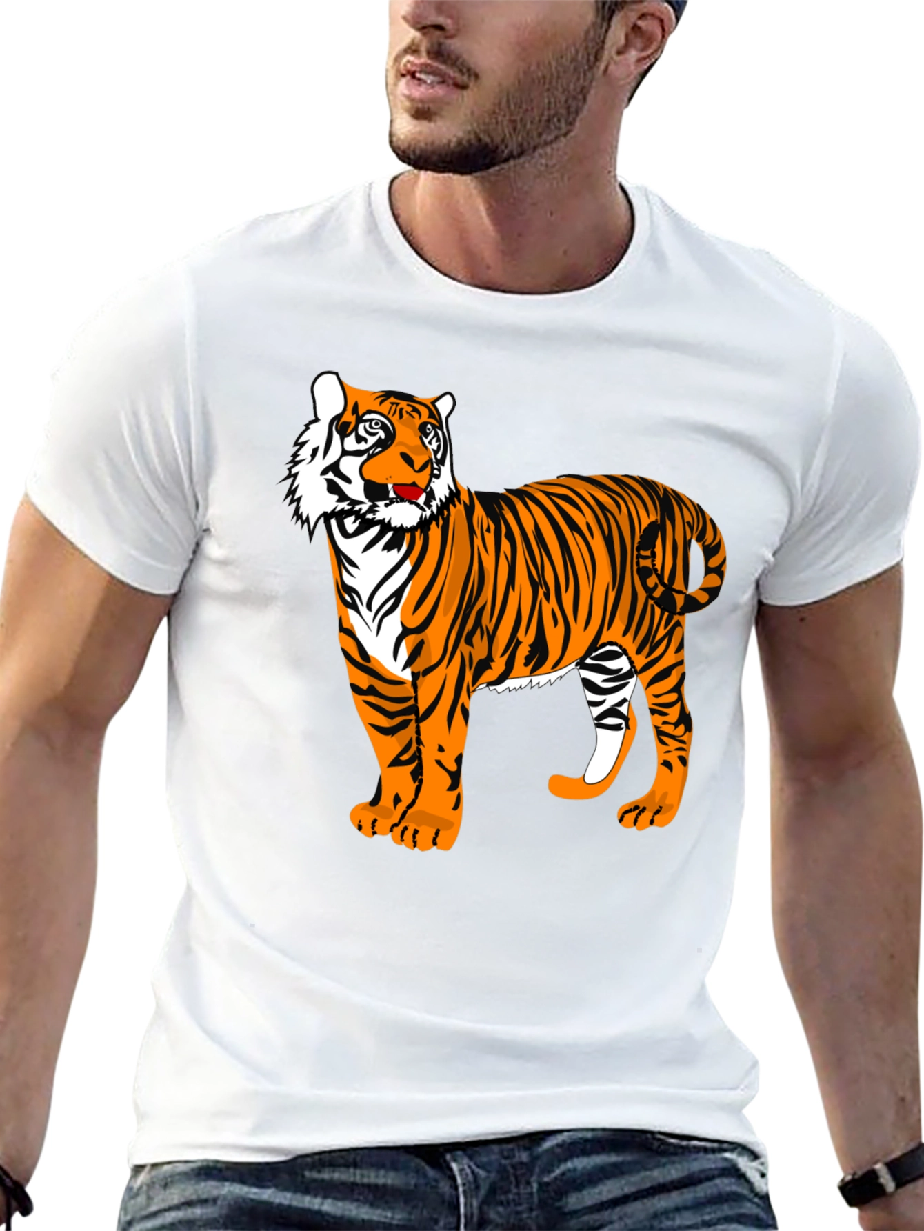 Tiger Graphic Tee - Bold Black Animal Print Shirt