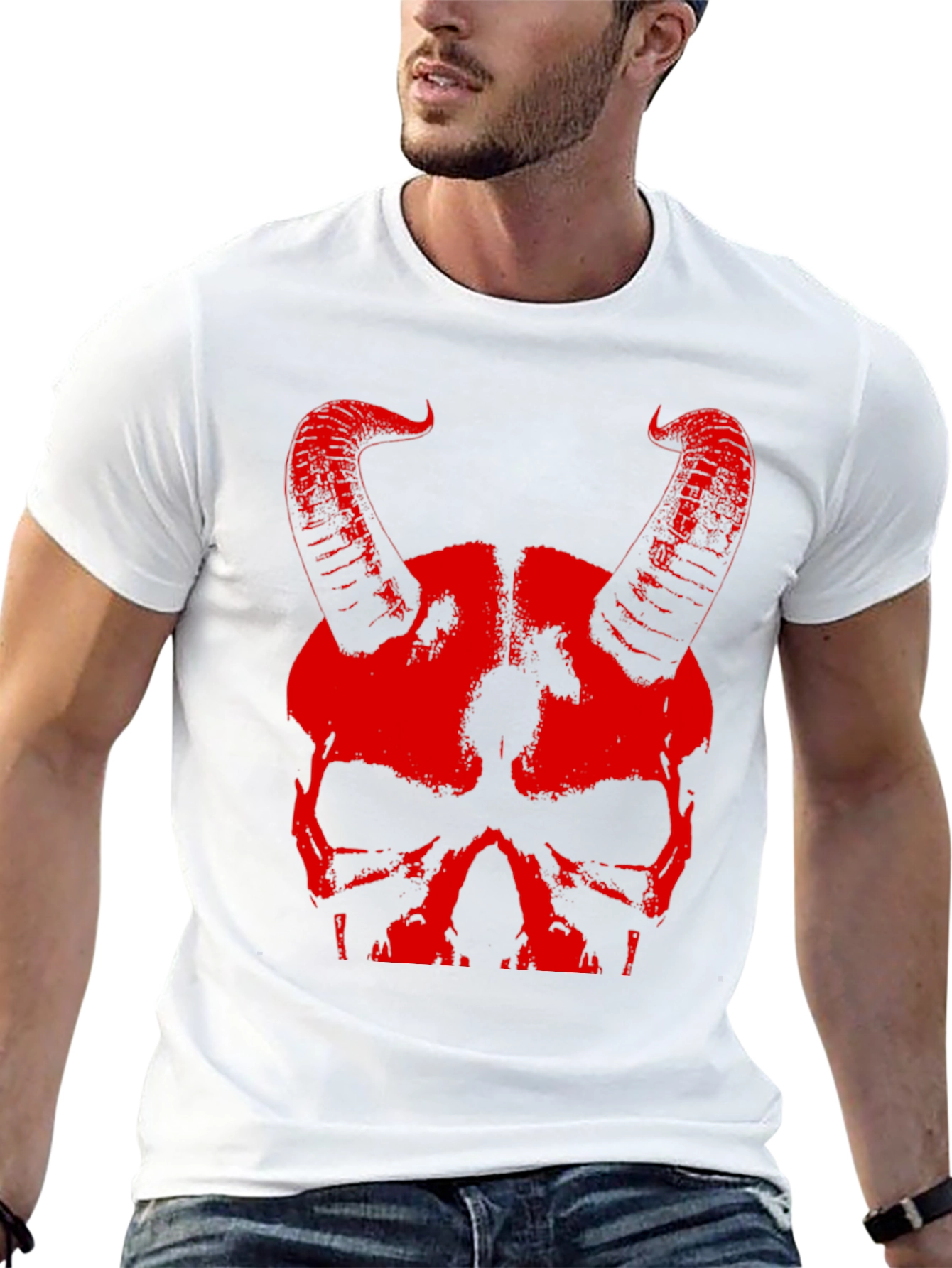 Skull & Horns Graphic T-Shirt - Devilish Design