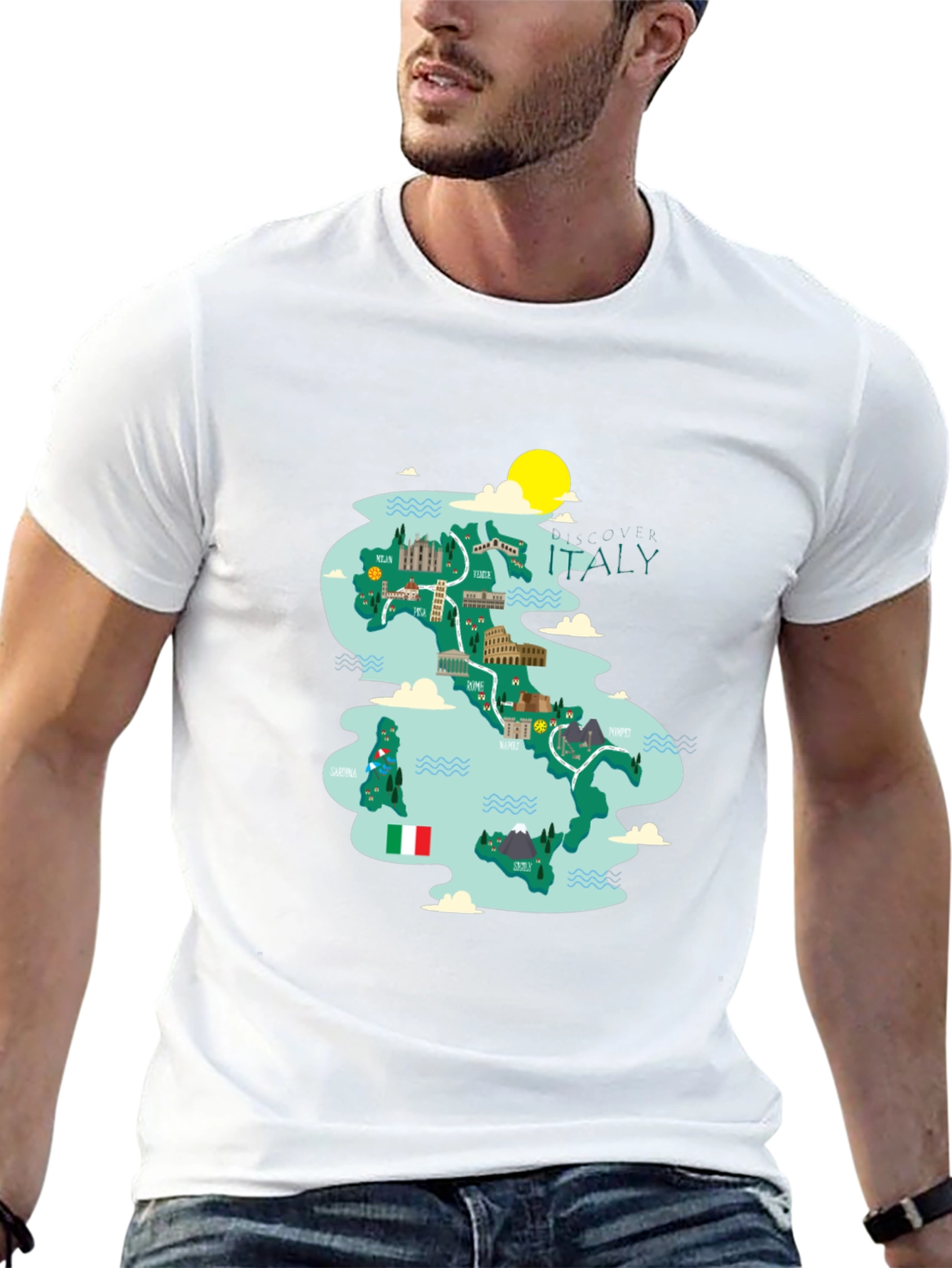 Italy Map Graphic Tee - Travel Souvenir