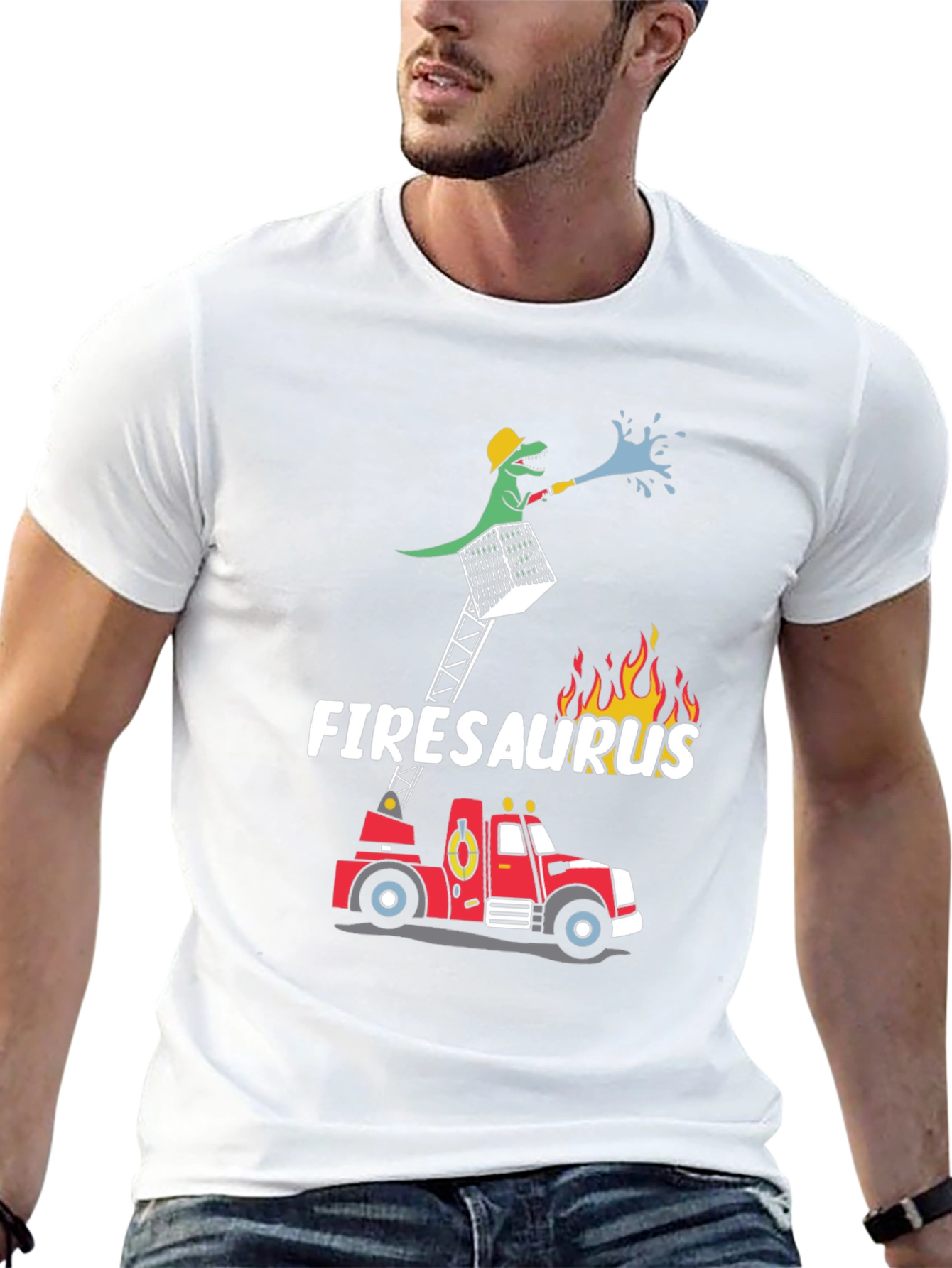 Firesaurus T-Shirt | Dinosaur Firefighter Tee