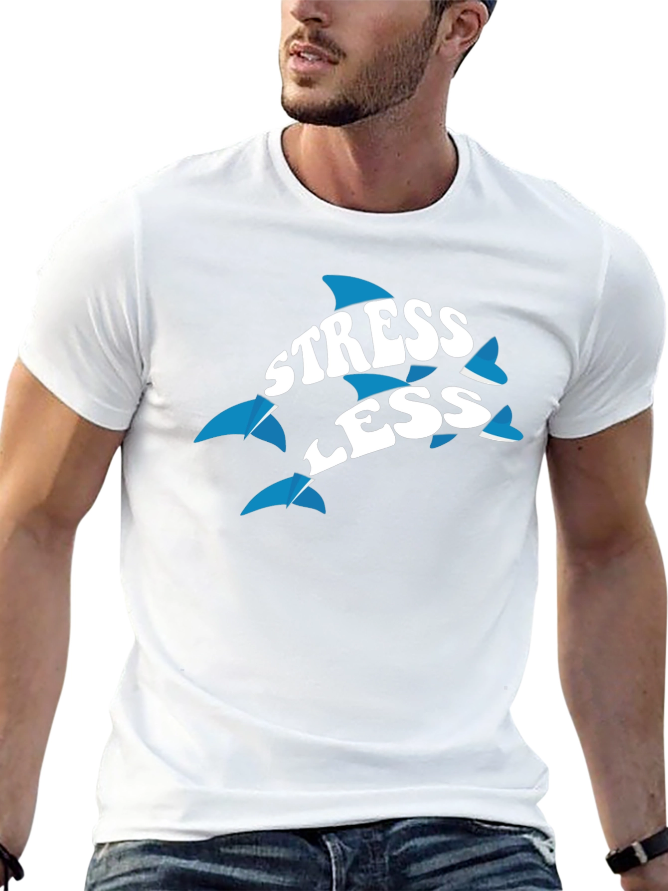 Stress Less Dolphin Graphic Tee - Black