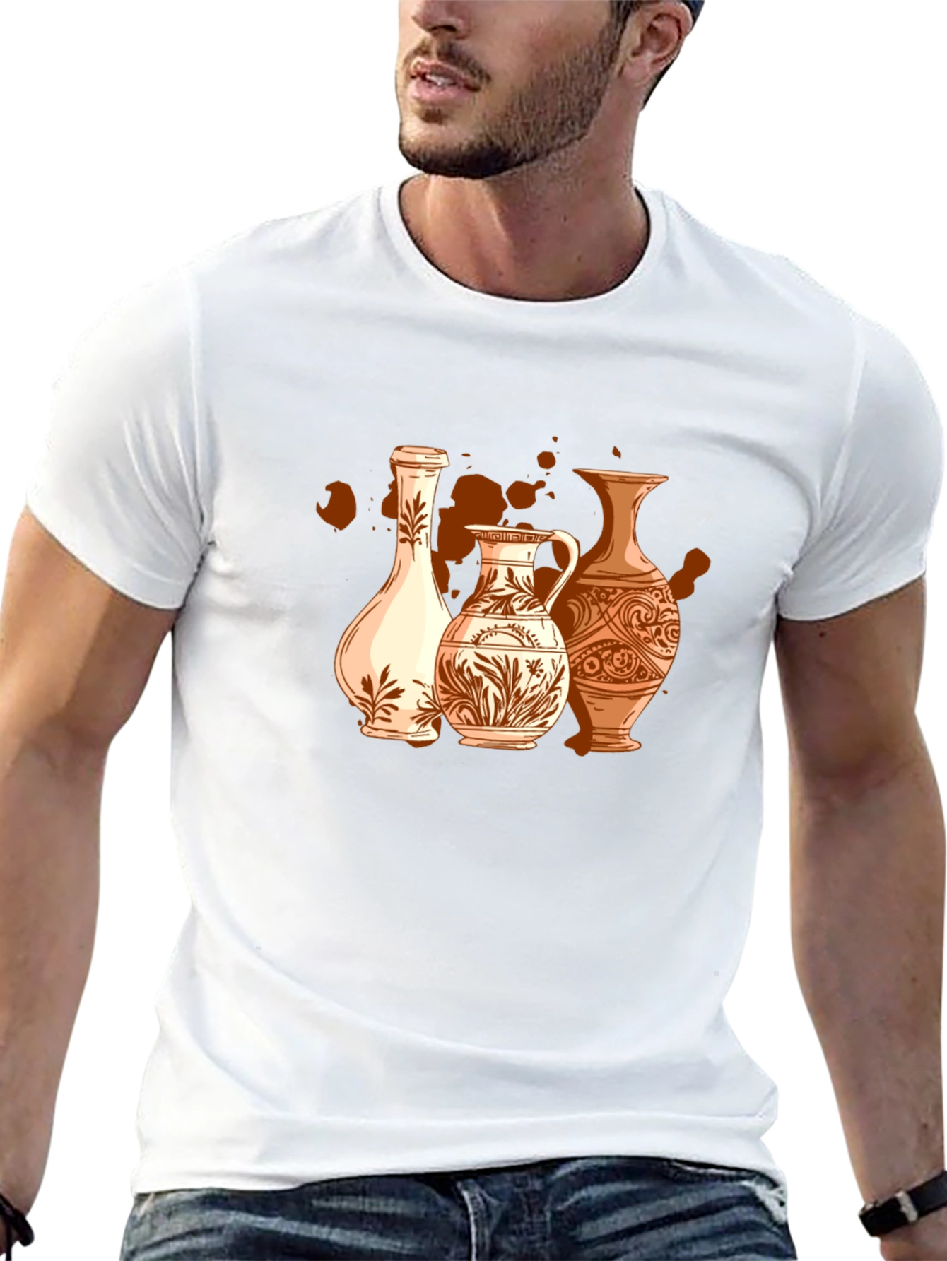 Vase Art Graphic T-Shirt - Stylish Pottery Design