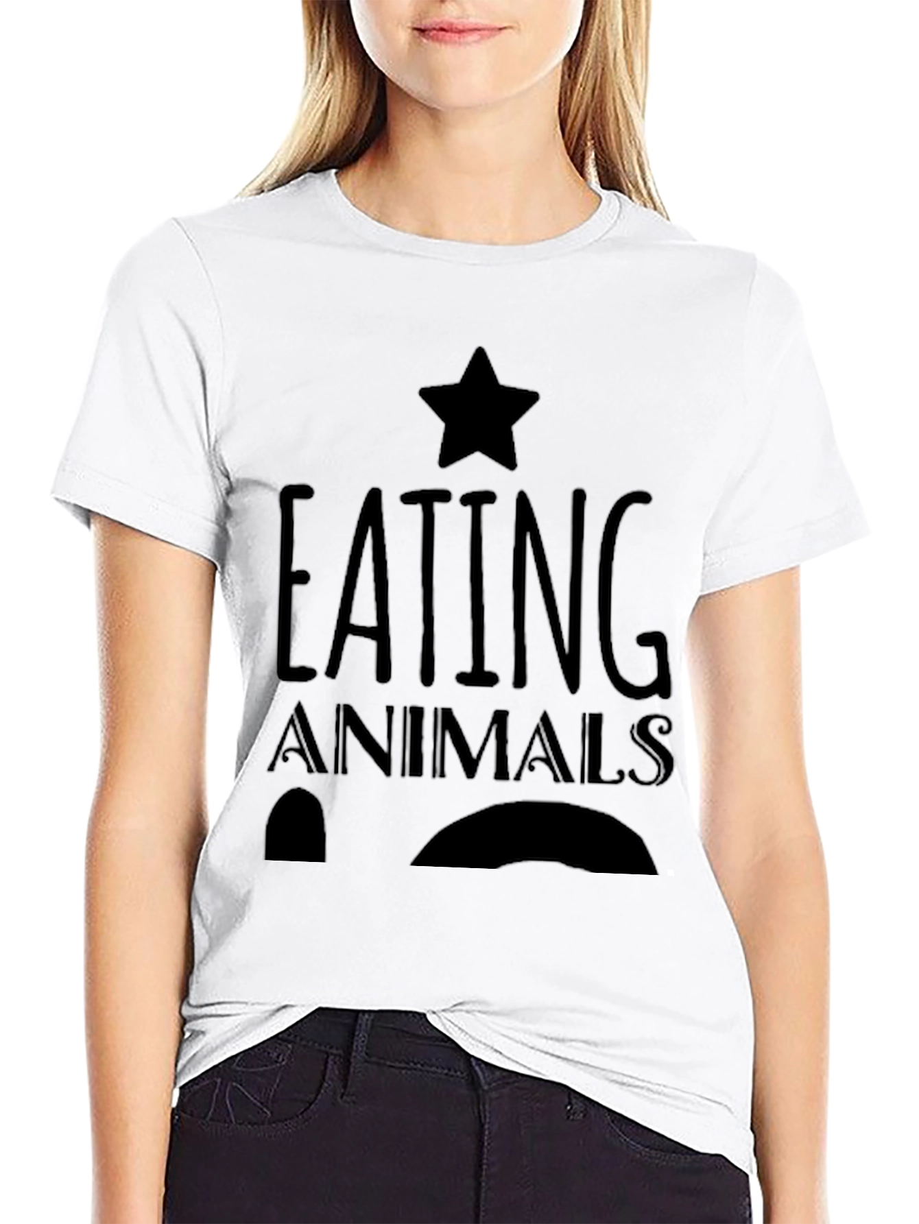 Vegan Graphic Tee - Eating Animals Star Design