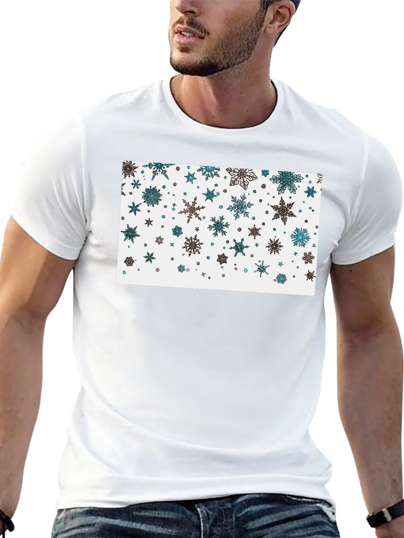 Snowflake Pattern Black T-Shirt