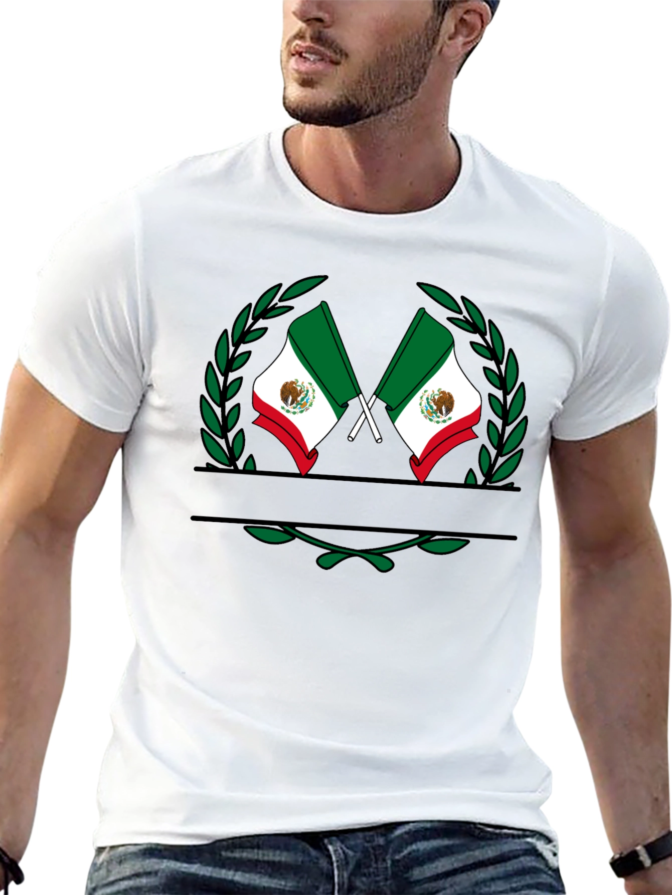 Mexican Flag Wreath Black T-Shirt