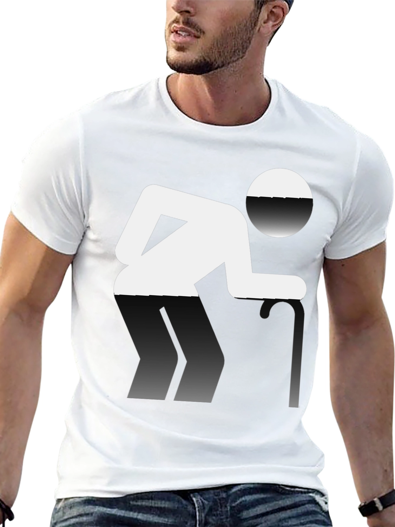 Novelty T-Shirt: Funny Pictogram Design Black Cotton Tee