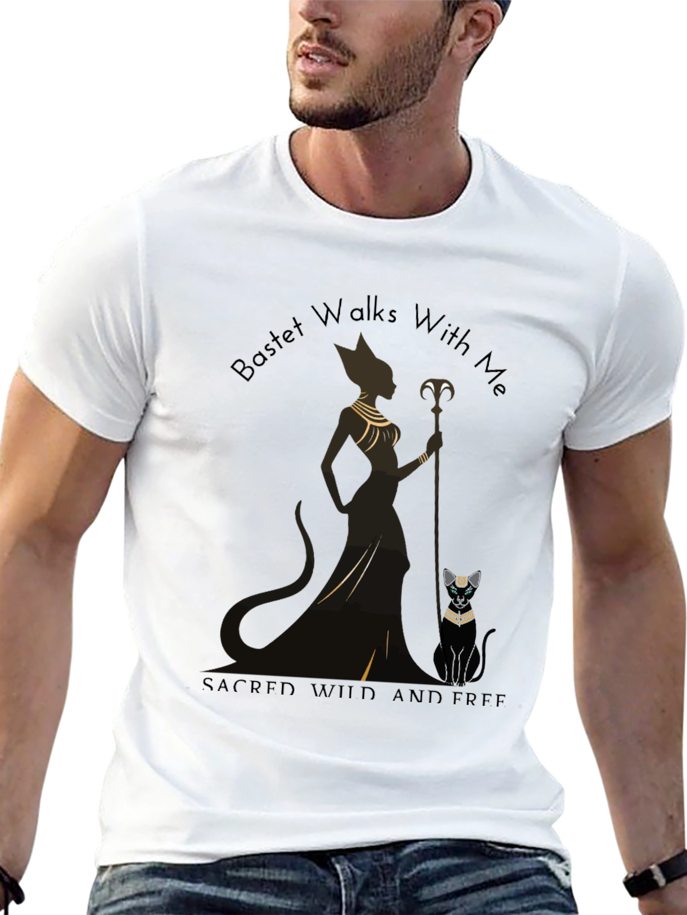 Bastet Cat Graphic Tee - Sacred Wild & Free