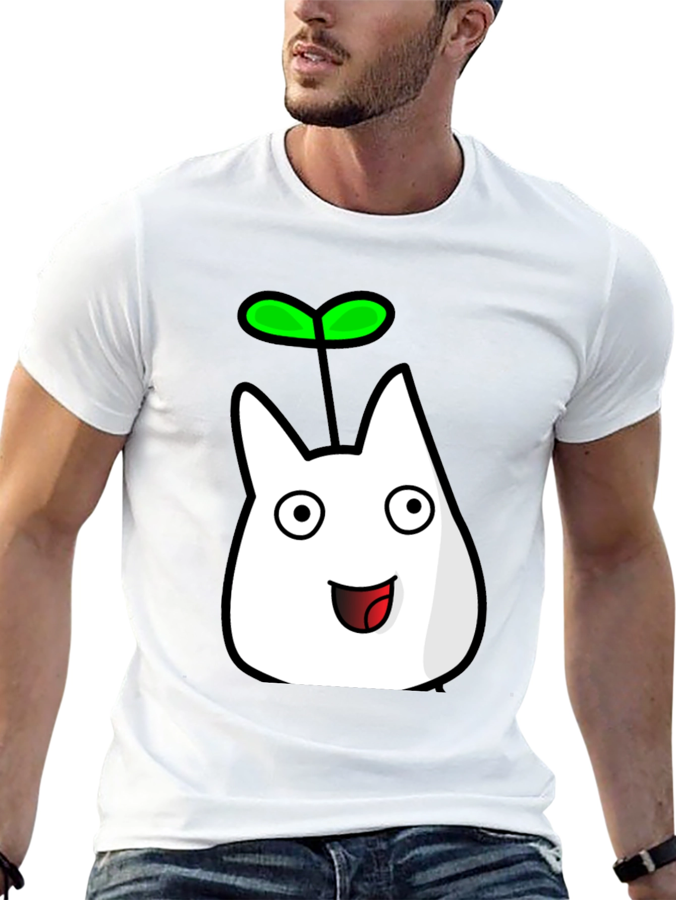 Cute Sprout Character Black T-Shirt