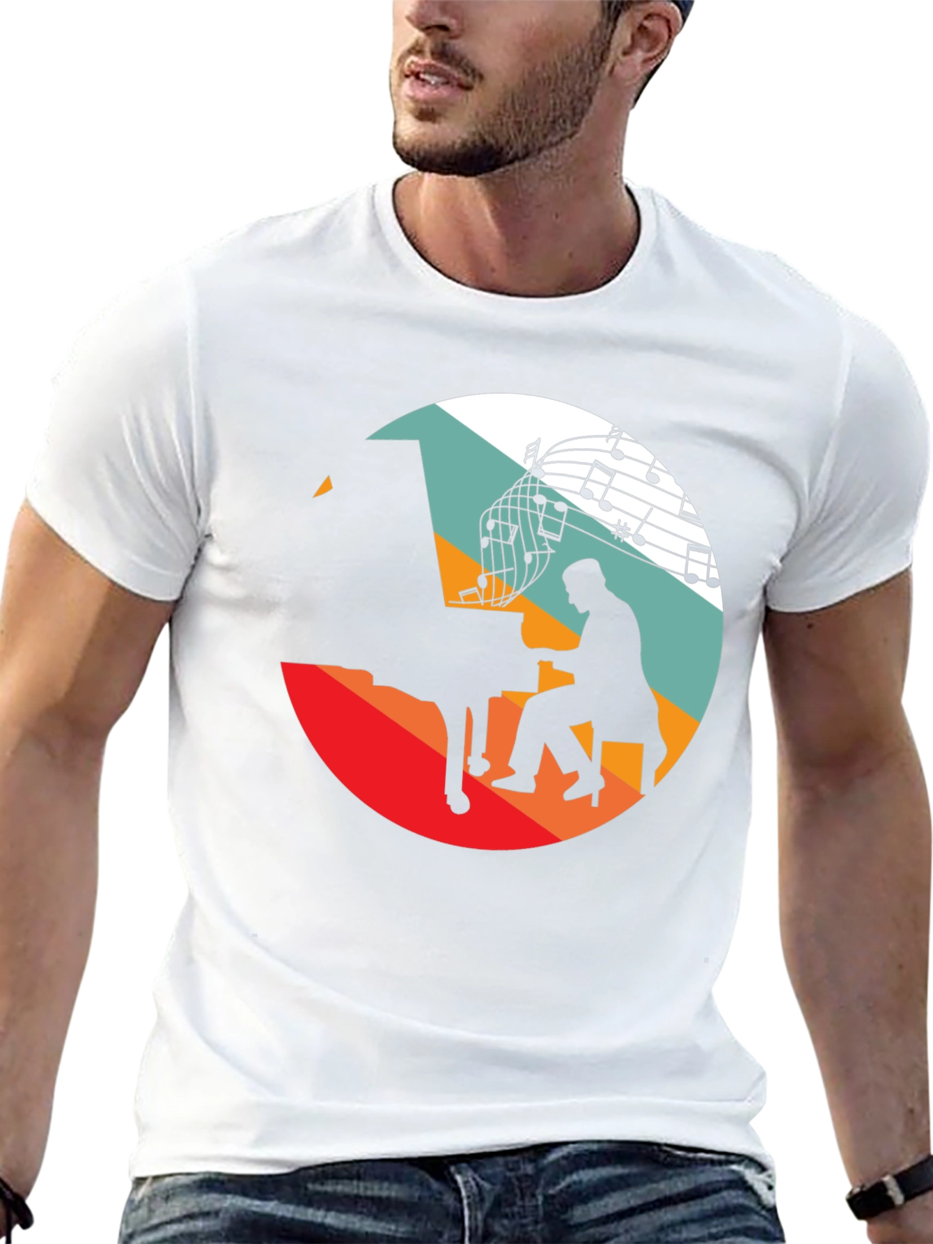 Retro Music Piano Player T-Shirt