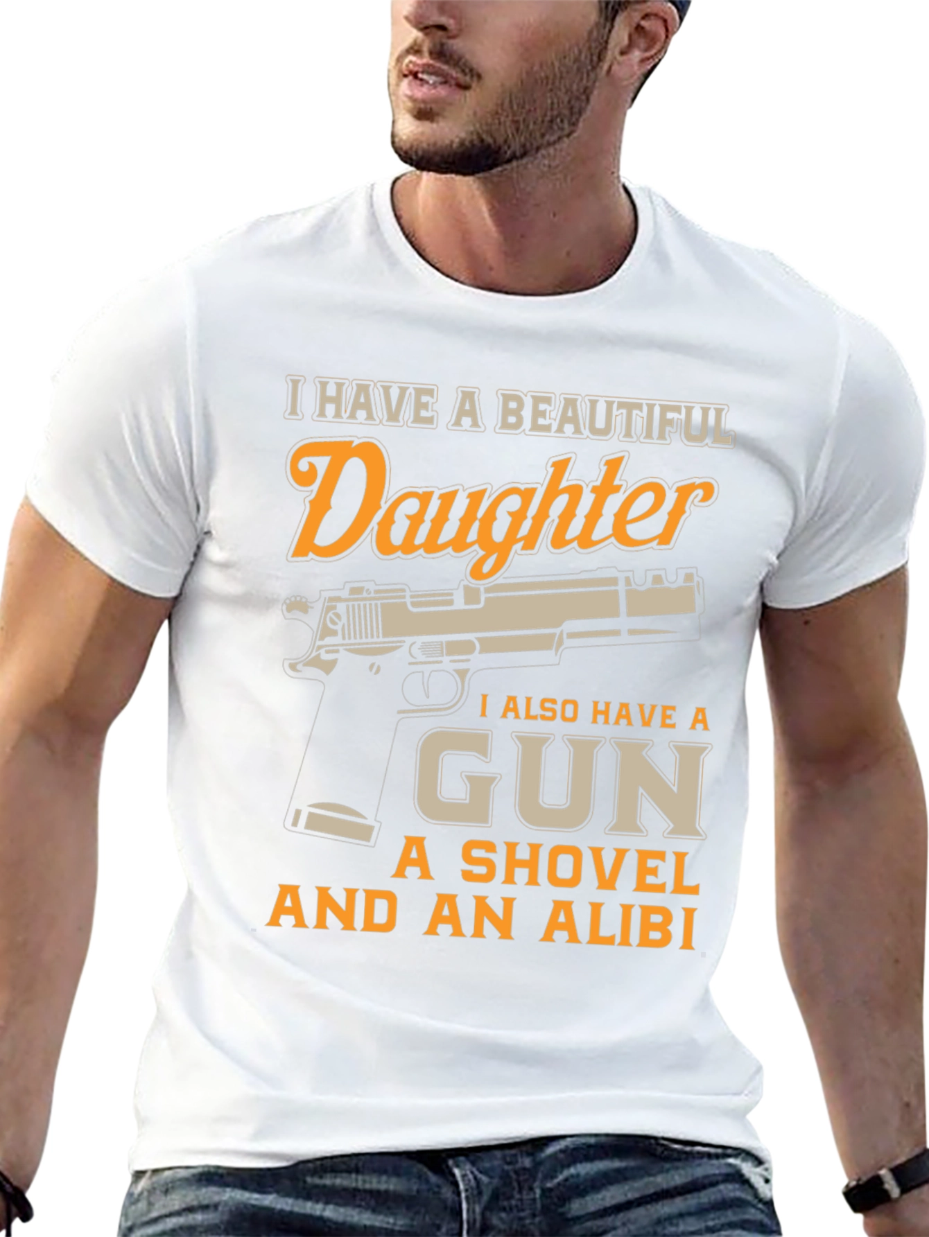 I Have a Beautiful Daughter Gun T-Shirt