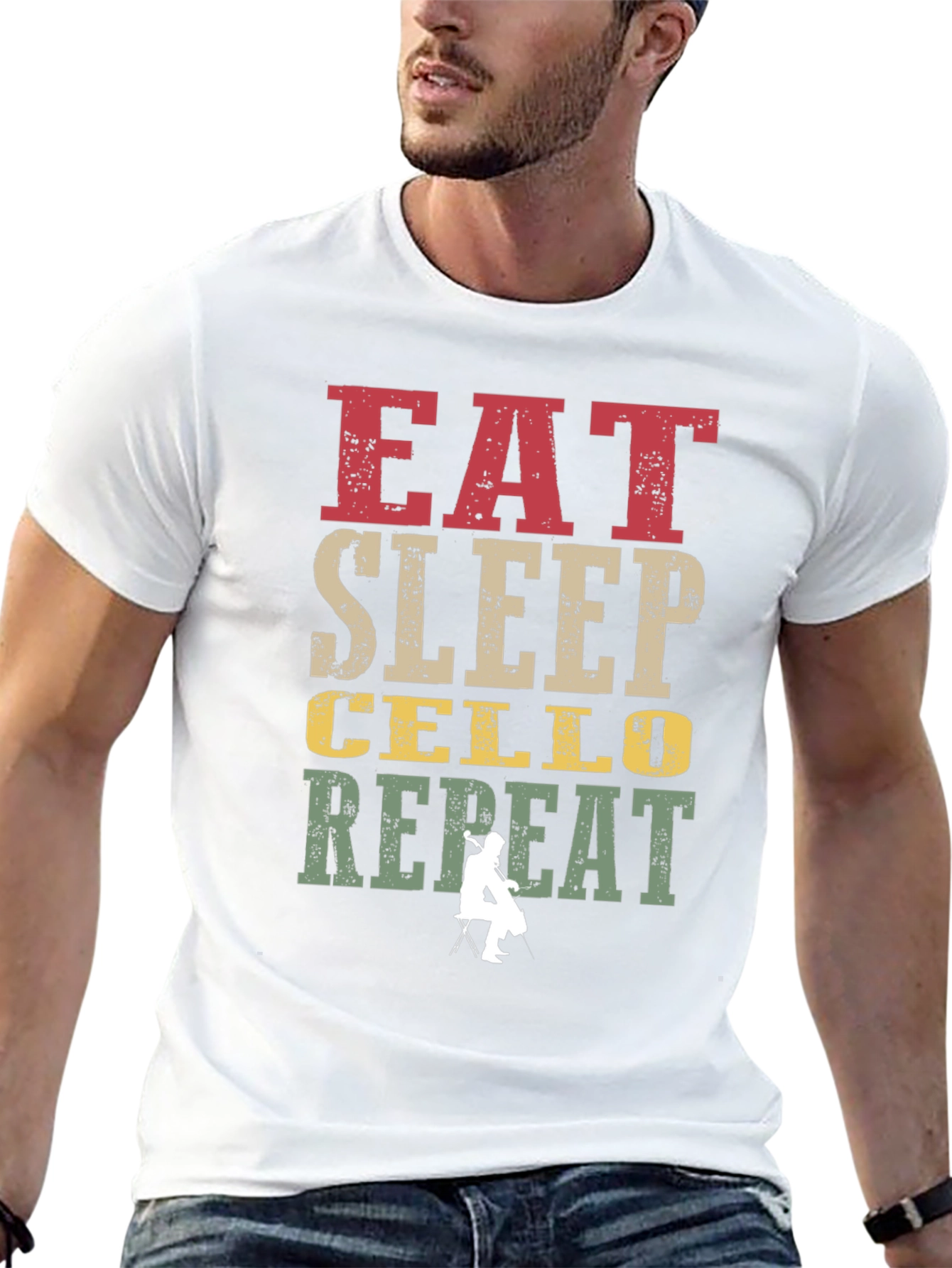 Eat Sleep Cello Repeat Graphic T-Shirt