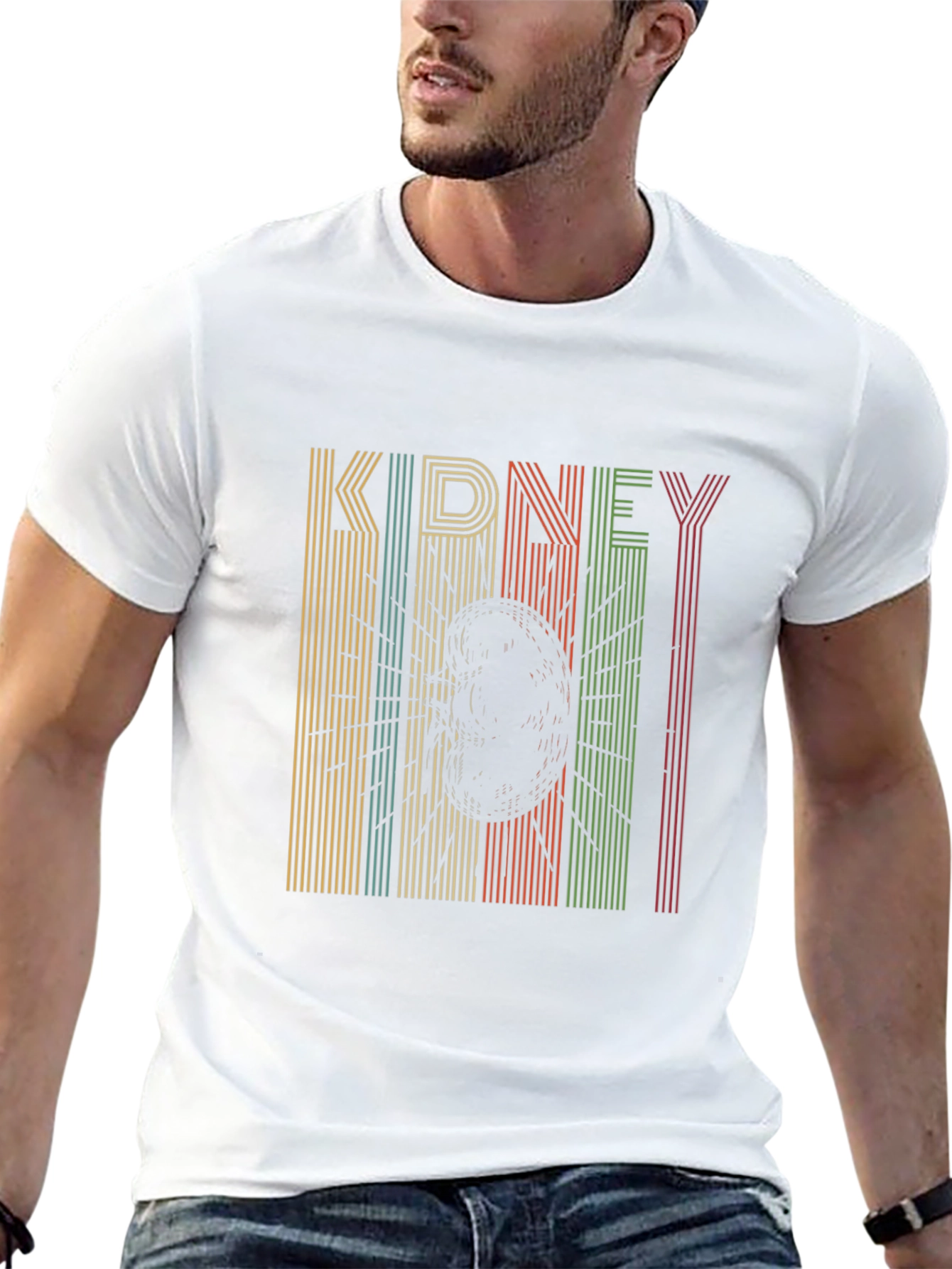 Retro Kidney Graphic T-Shirt - Black
