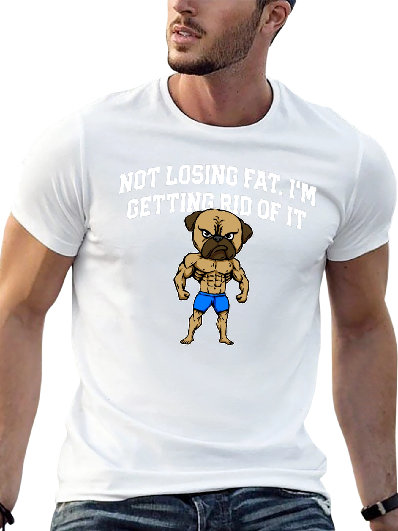 Funny Pug Bodybuilding T-Shirt - Not Losing Fat