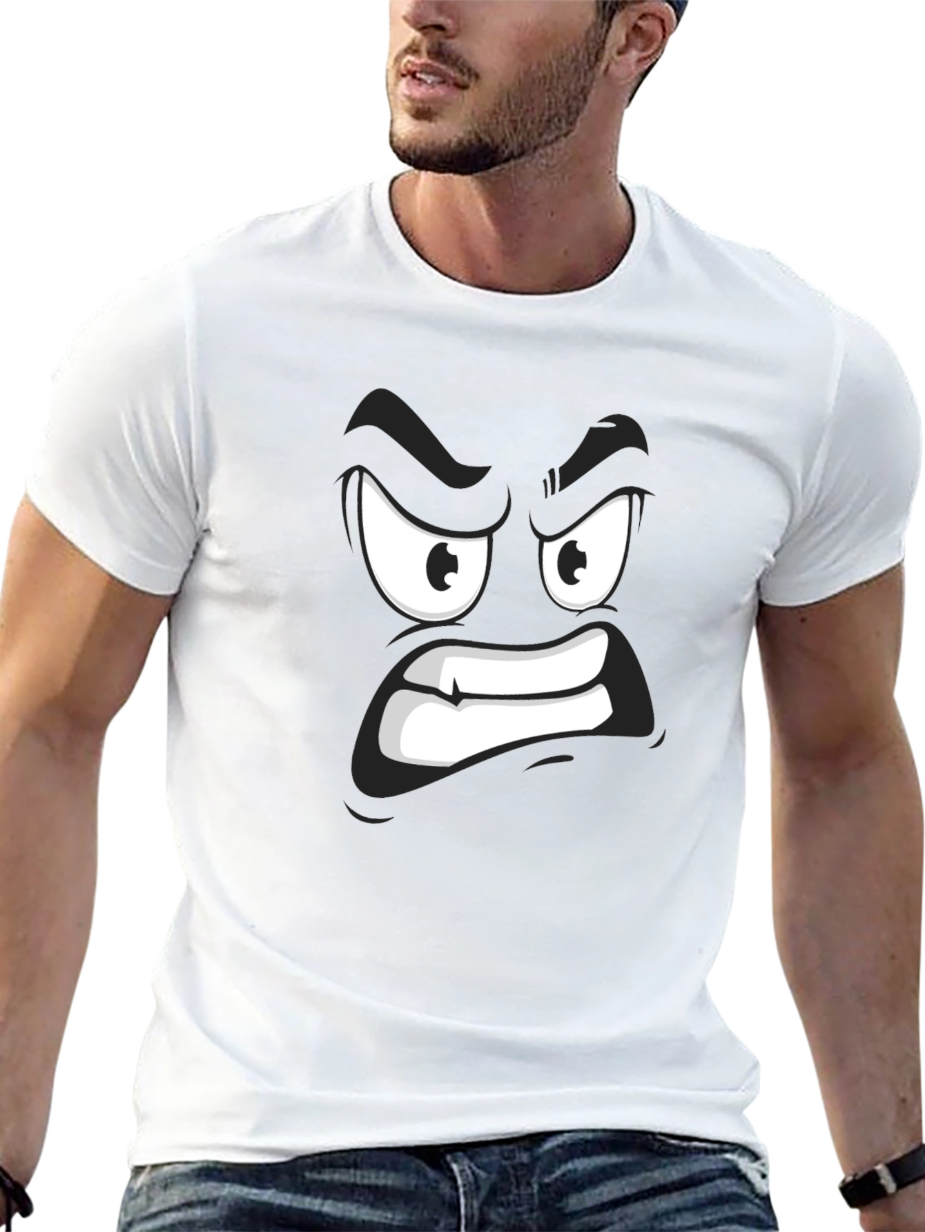 Angry Face Graphic Black T-Shirt