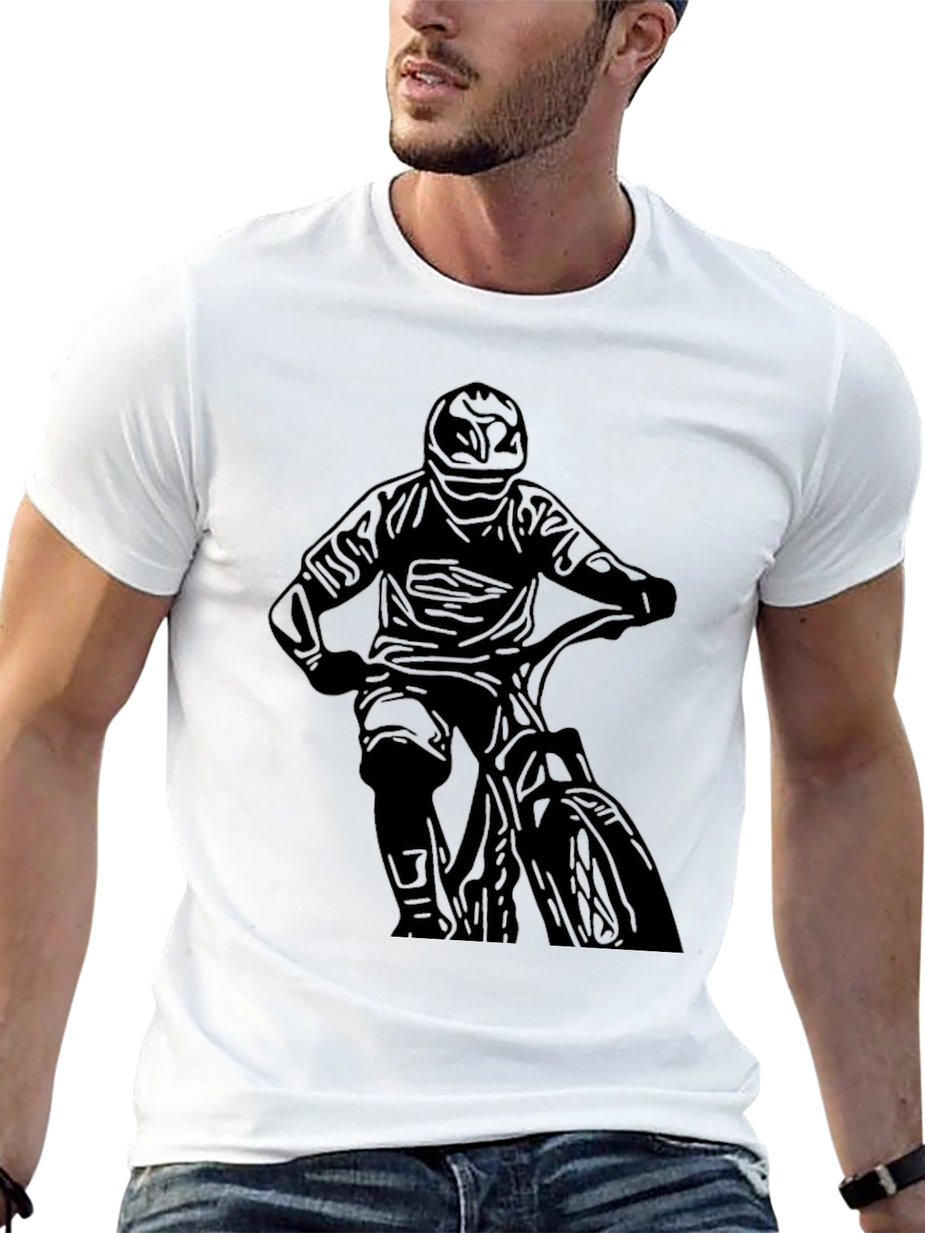 Mens Black Biker Graphic Tee