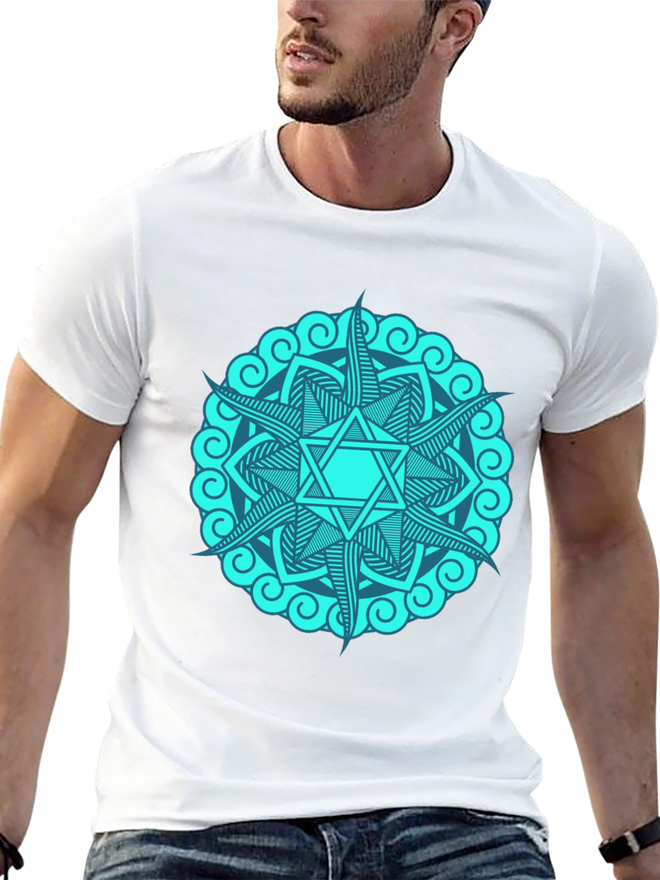 Teal Mandala Star Graphic T-Shirt