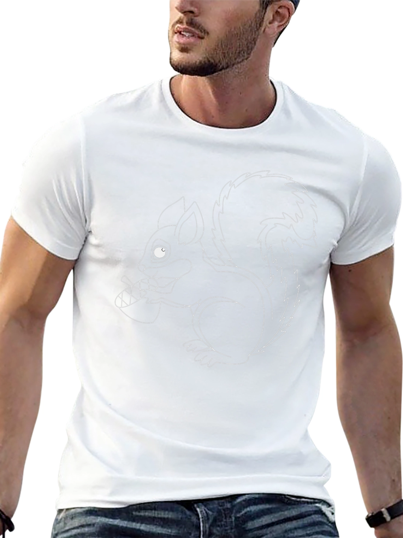Squirrel Outline Graphic Tee - Black