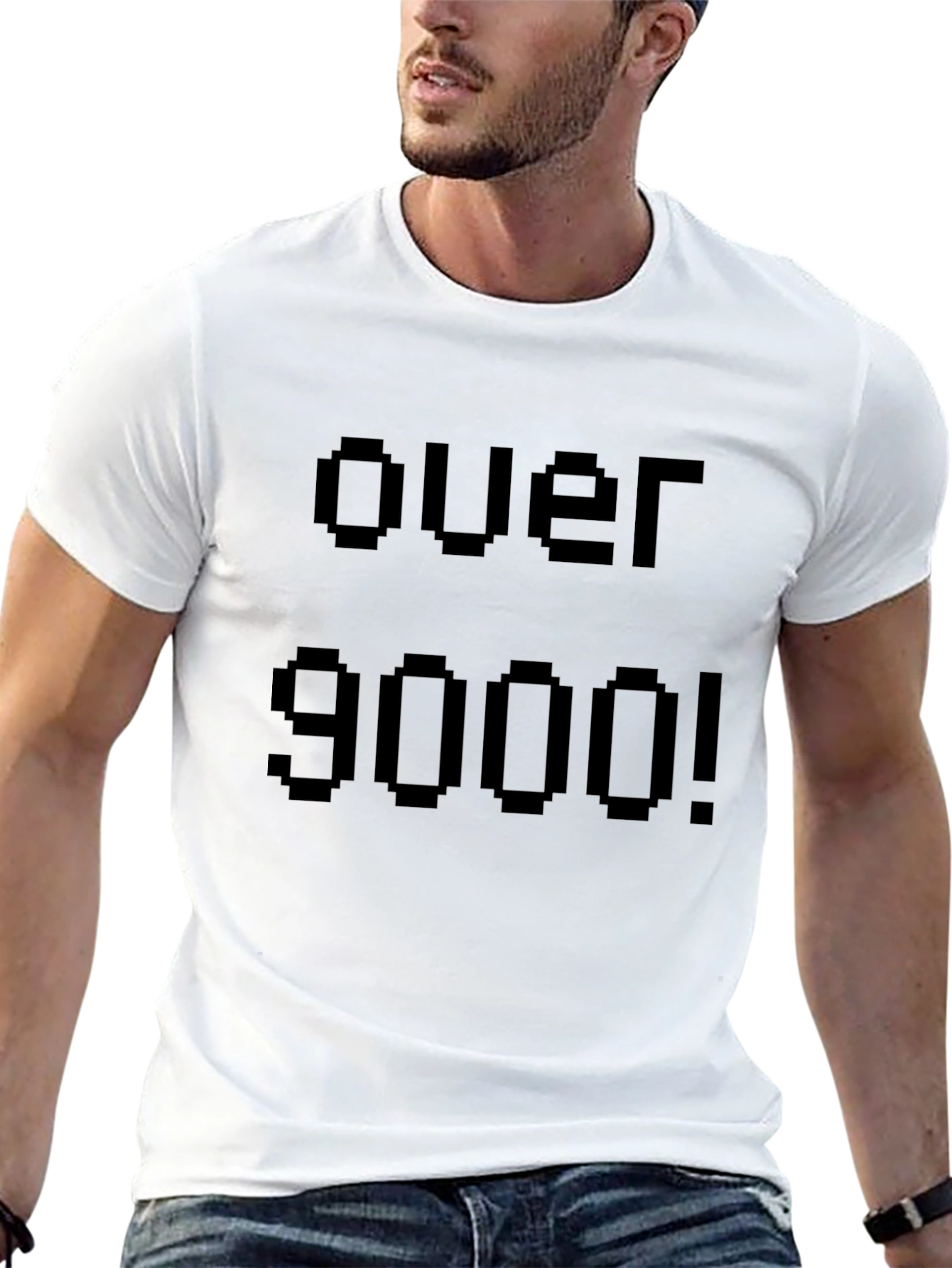 Over 9000! Pixel Graphic Black T-Shirt
