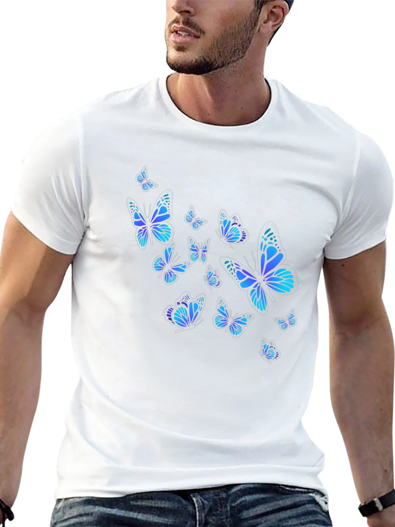 Butterfly Print Black T-Shirt