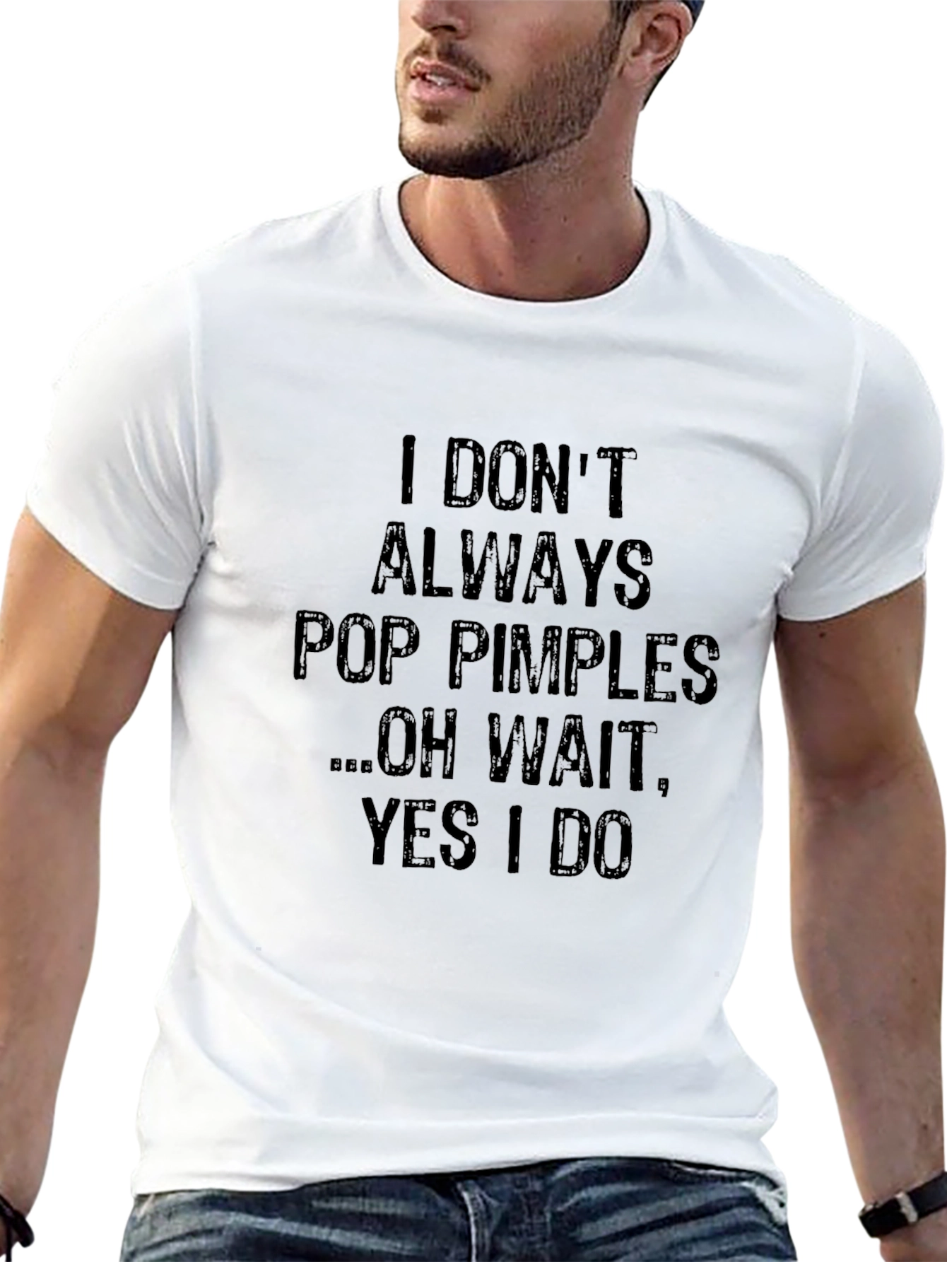 Funny Pop Pimples Graphic Mens Black T-Shirt