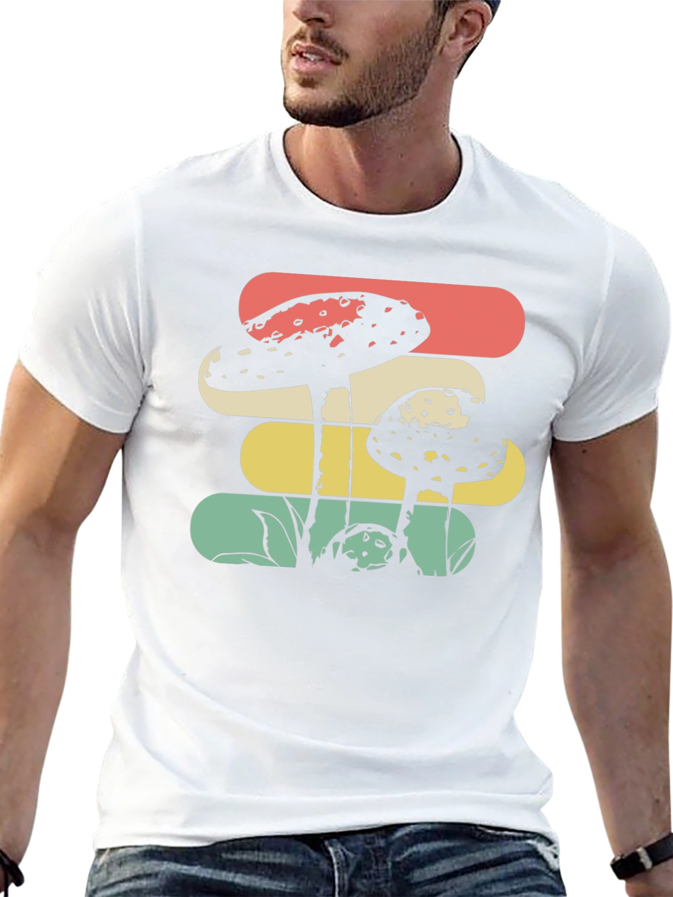 Retro Mushroom Graphic Tee - Black