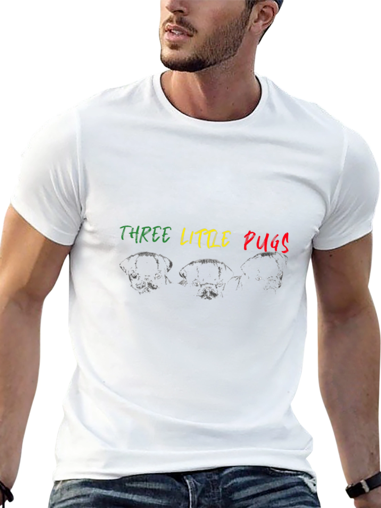 Three Little Pugs Graphic Tee - Black