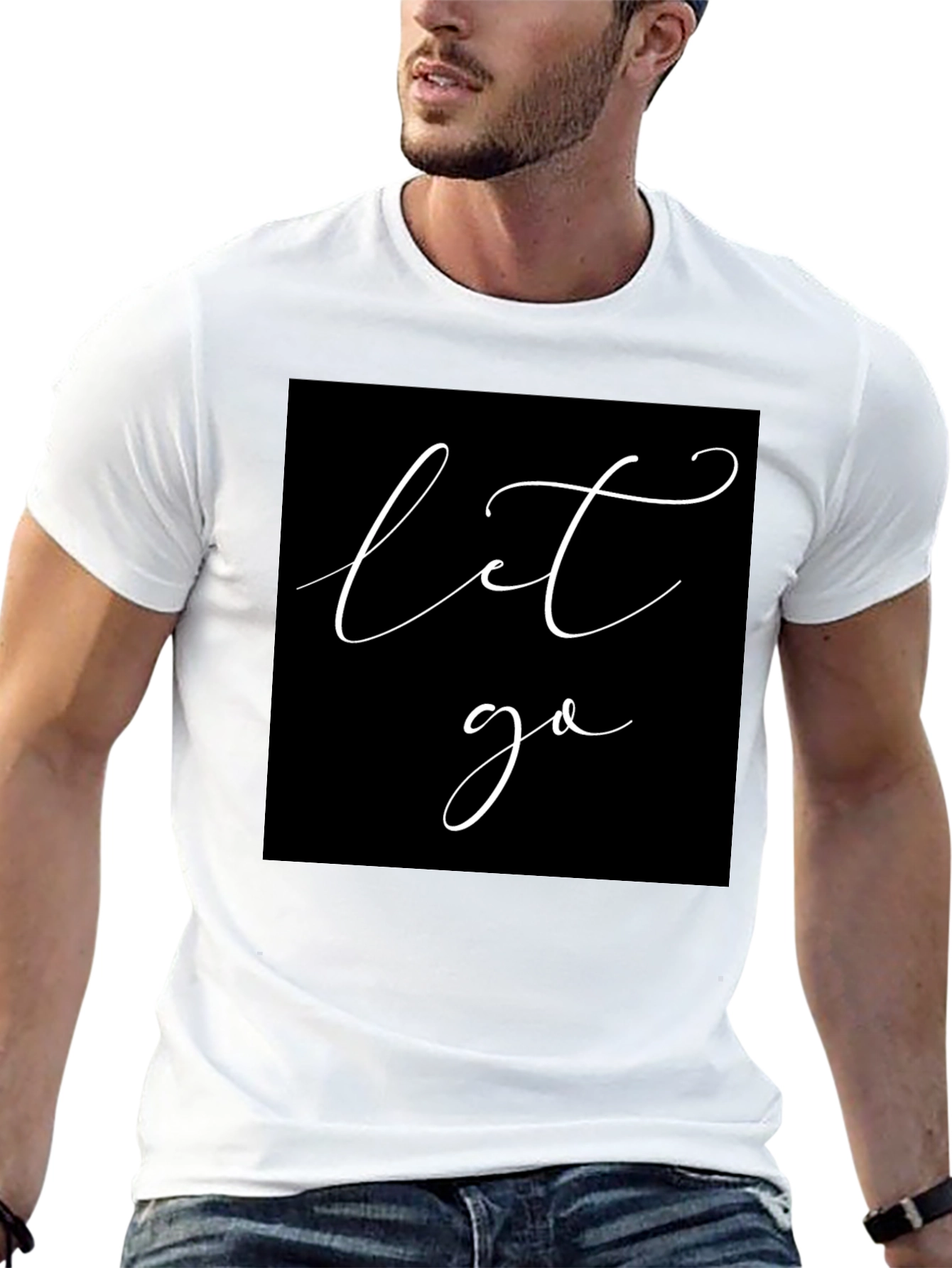 Let Go Black T-Shirt - Modern Script Graphic Tee