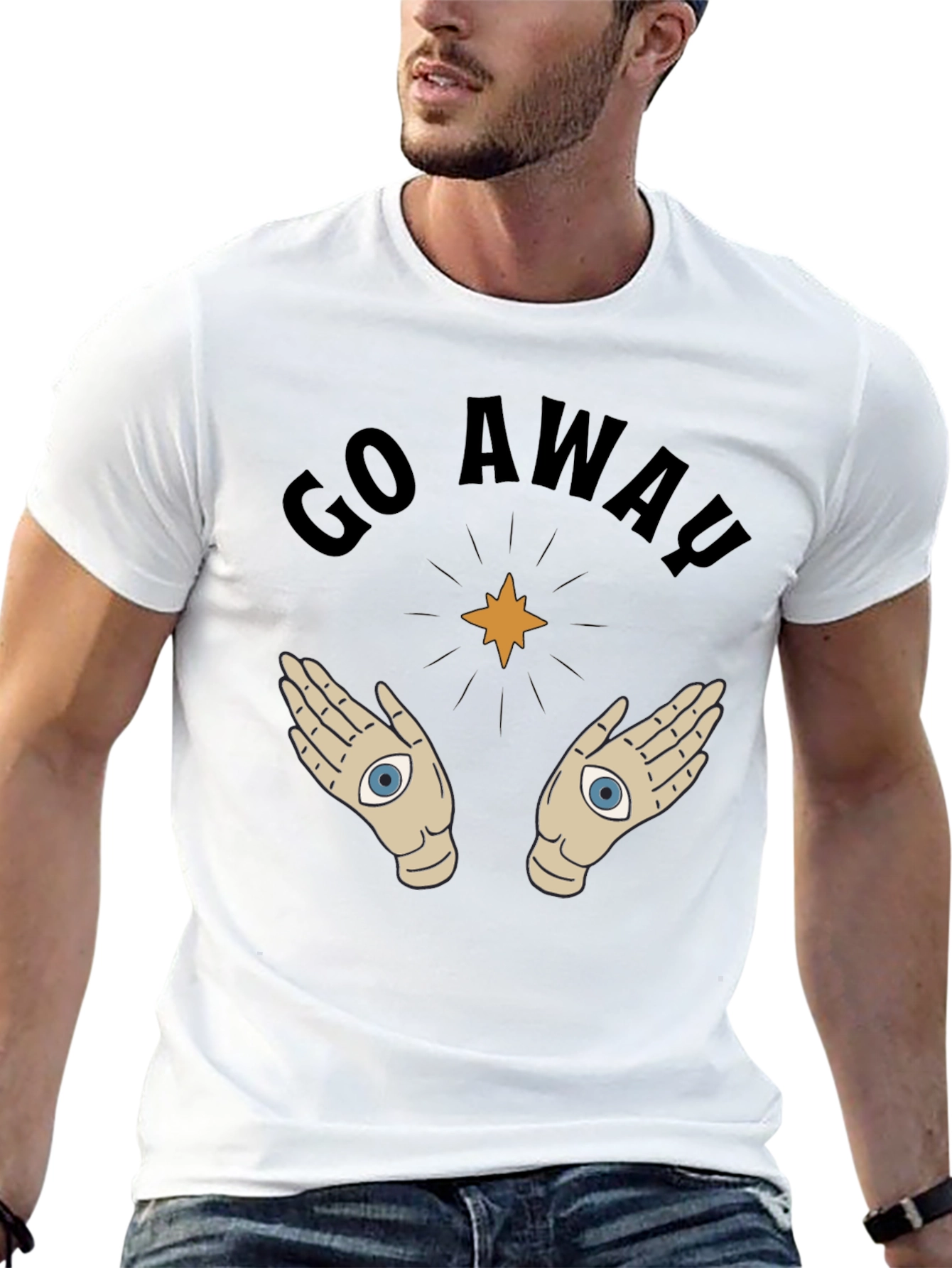 Go Away T-Shirt with Mystic Hands Graphic