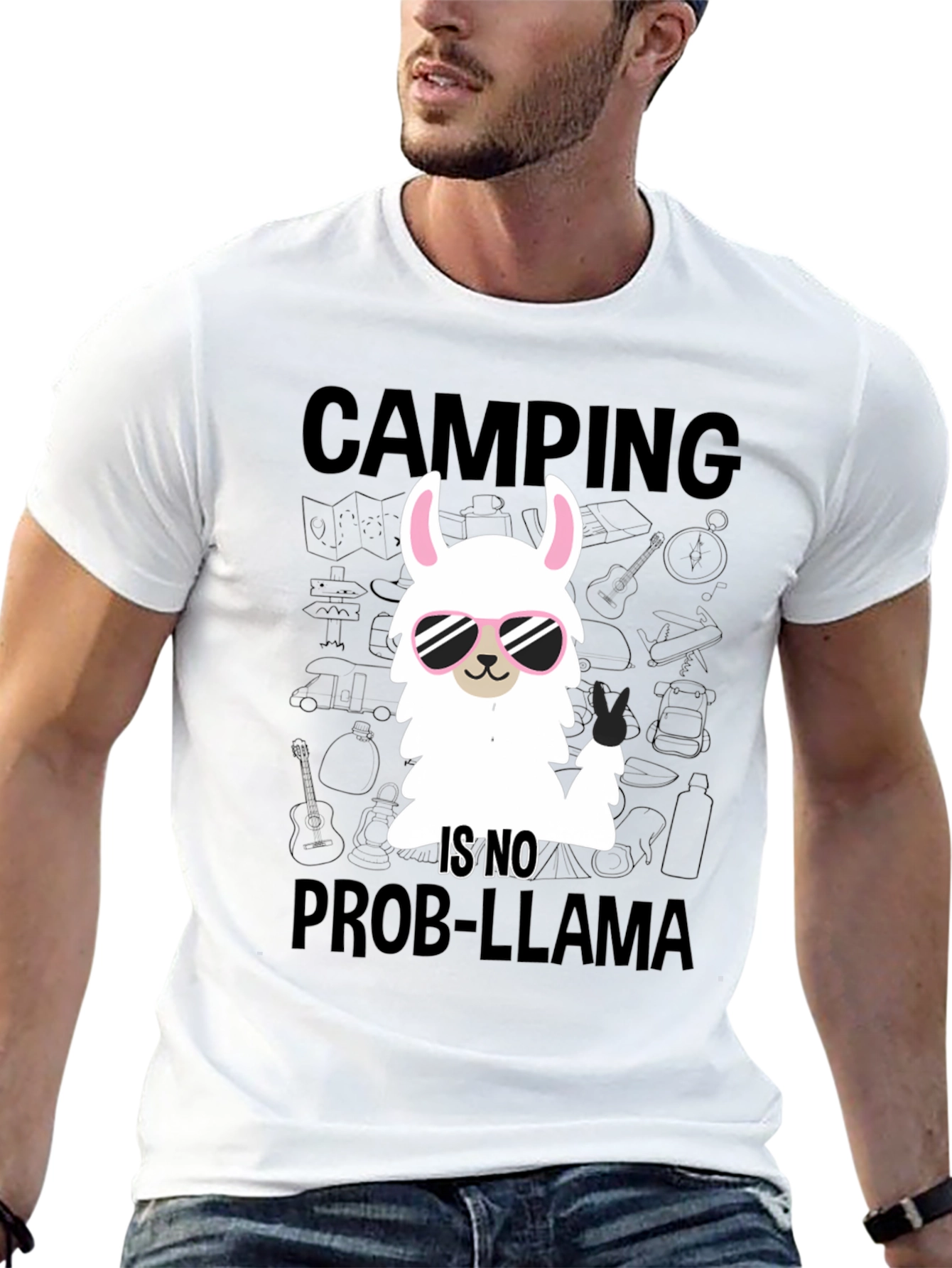 Camping Llama T-Shirt - No Prob-Llama Design