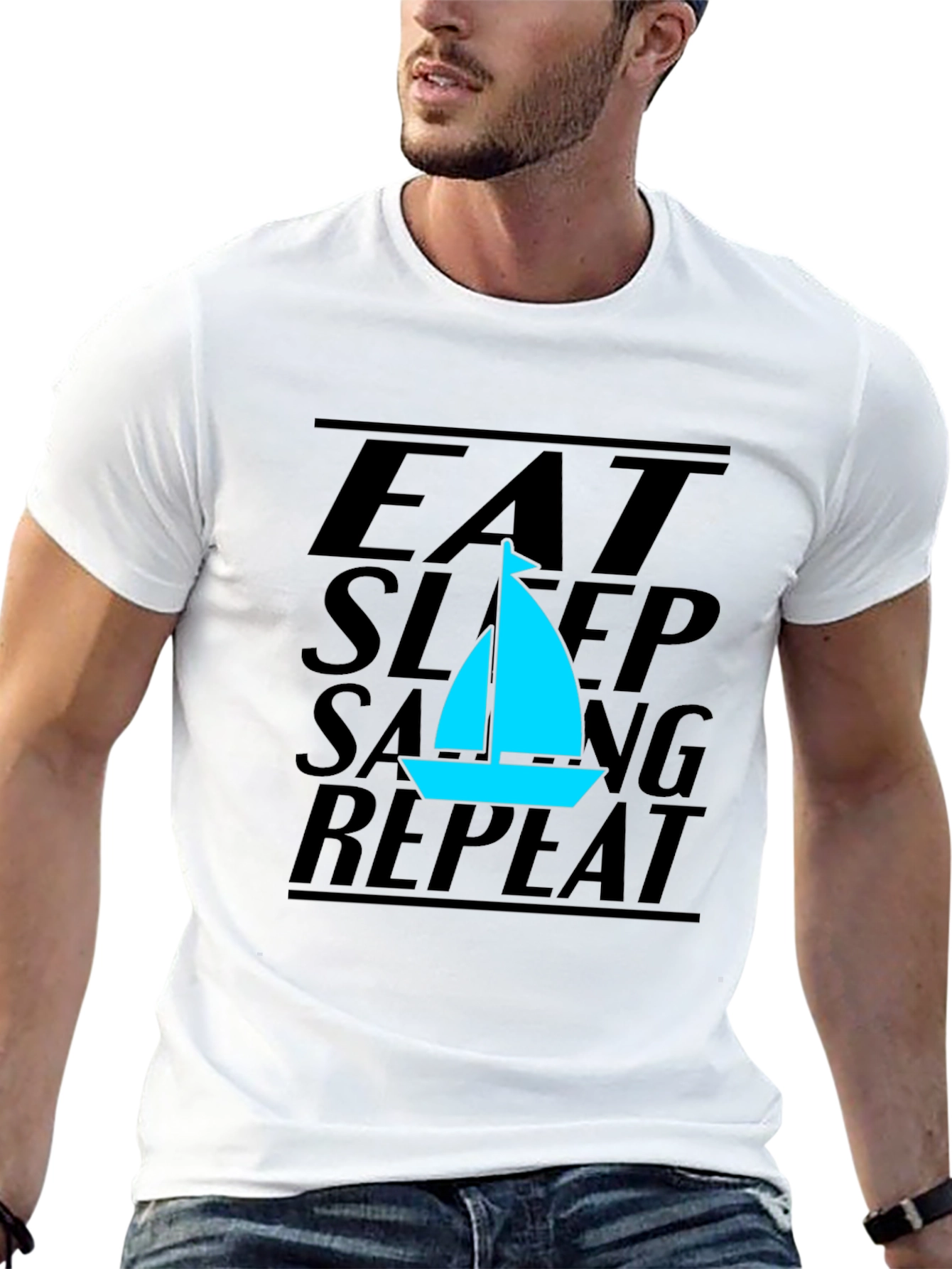 Eat Sleep Sailing Repeat Black T-Shirt