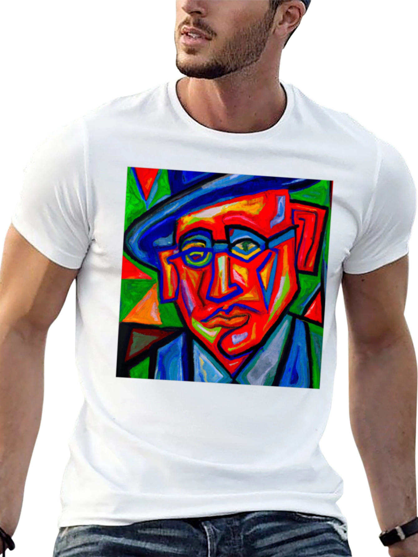 Abstract Portrait Graphic Tee - Mens Black T-Shirt